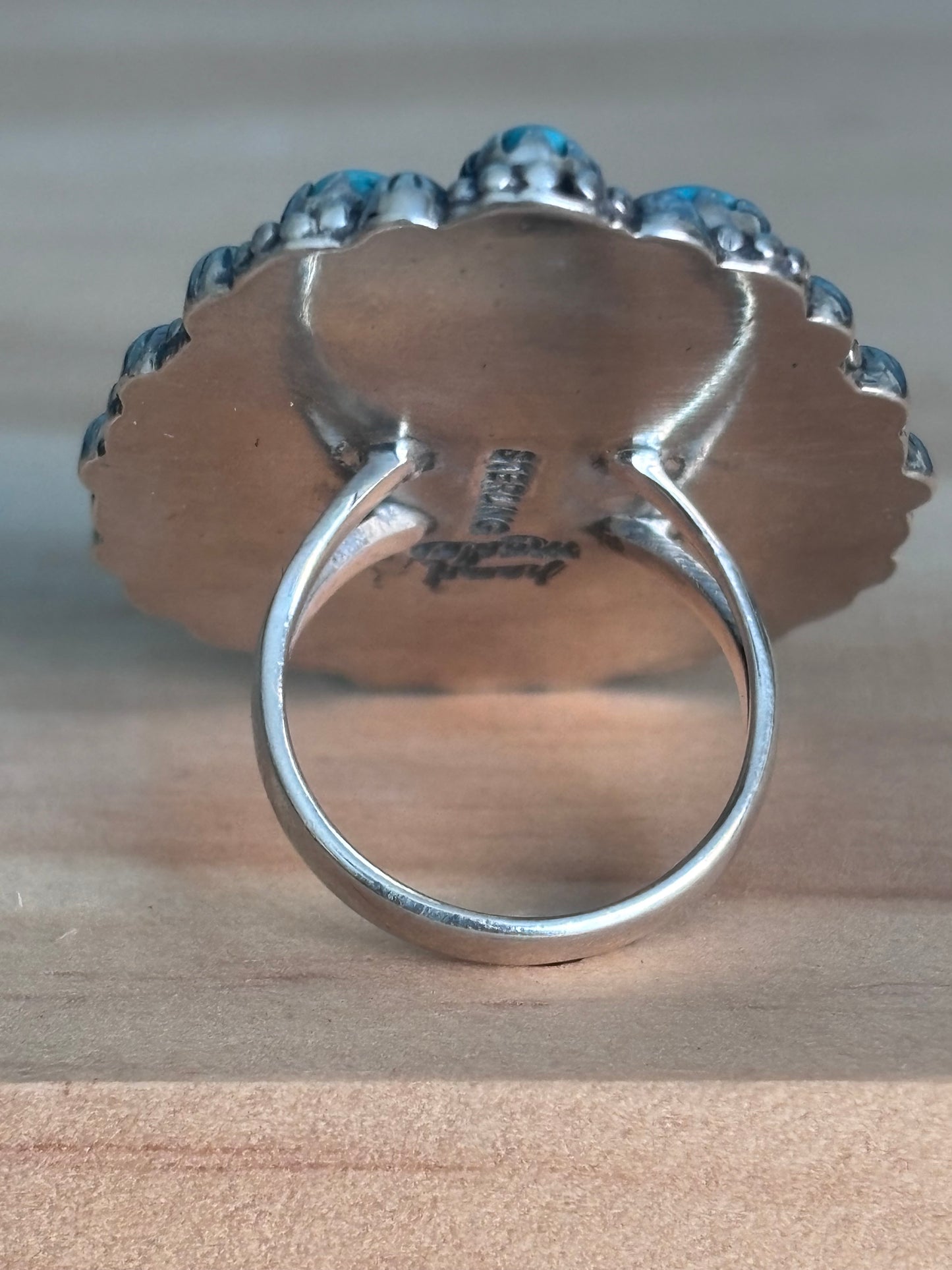 Kingman Turquoise Cluster Ring Size 6 | 925 Sterling Silver