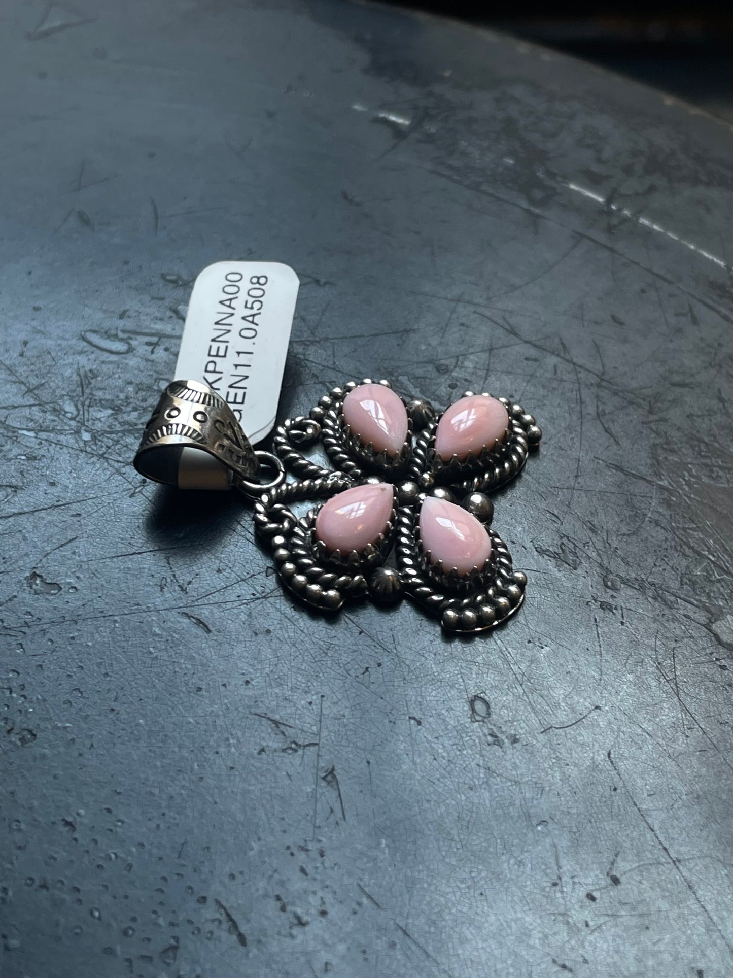 Pink Conch Hummingbird Pendant | Sterling Silver | A508