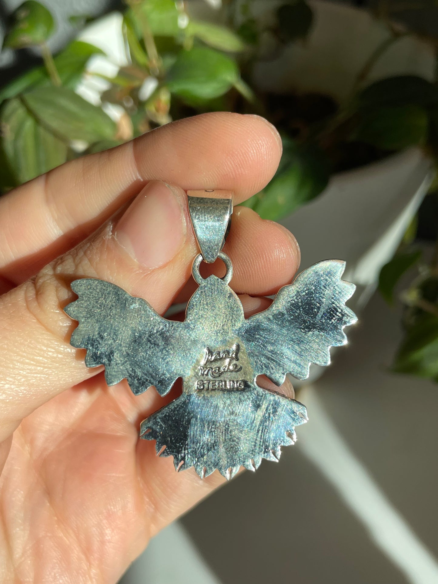Pink Conch Thunderbird Pendant | Sterling Silver 925 B795