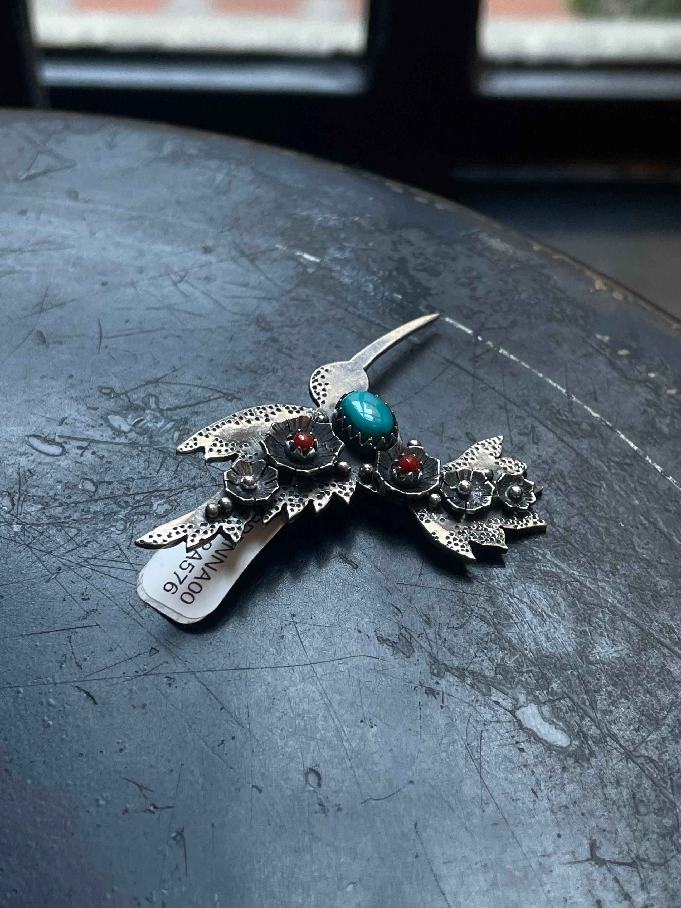Hummingbird Pendant in Kingman Turquoise | Sterling Silver | A576