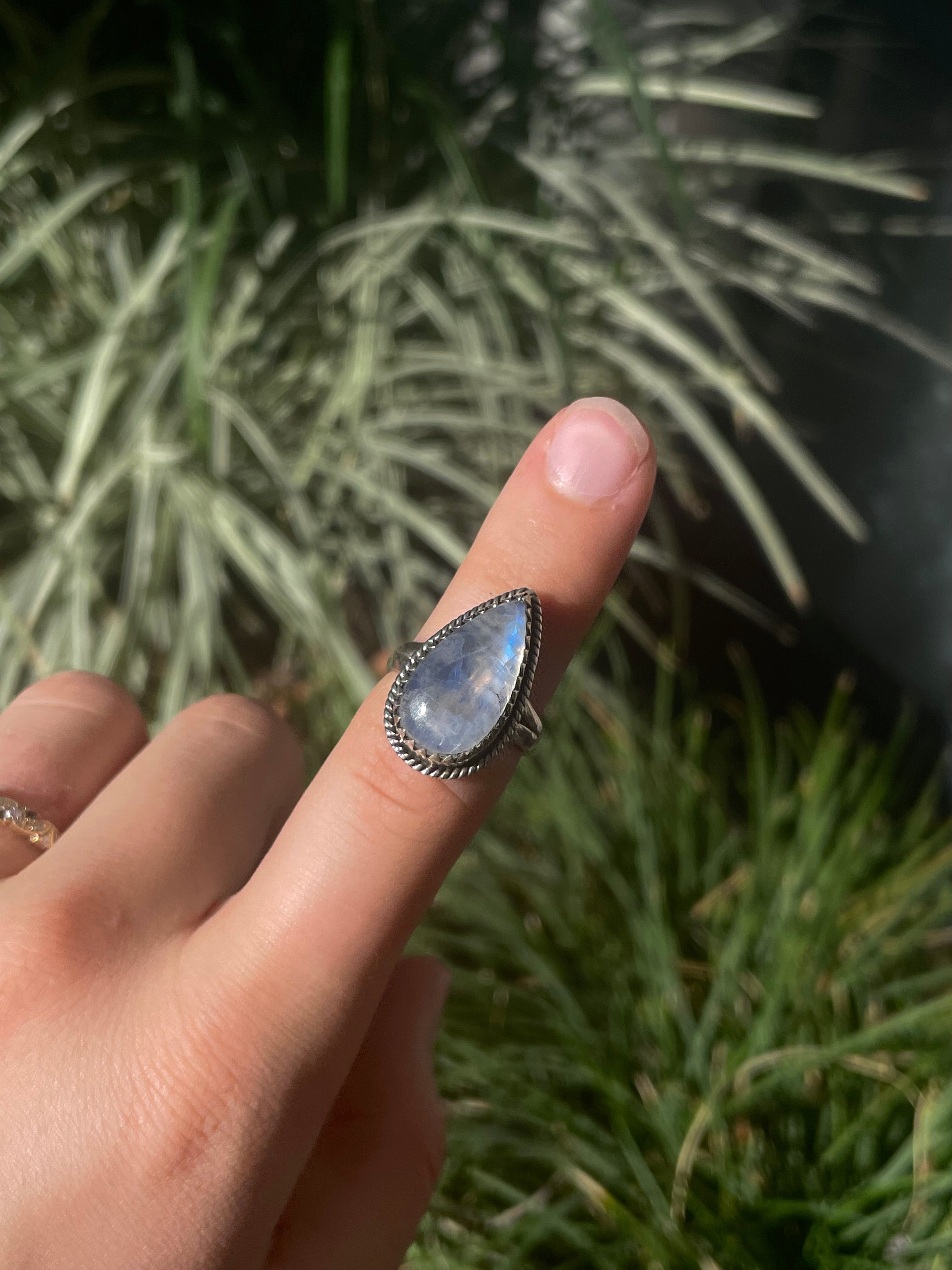 Moonstone Ring | Sterling Silver | Handmade Size 7 C862