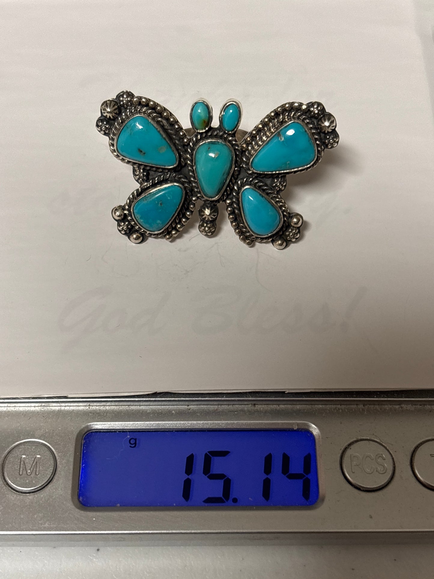Turquoise Butterfly Ring Size 9 | 925 Sterling Silver C852