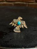 Kingman Turquoise Thunderbird Ring Size 8 | 925 Sterling Silver Southwest E119