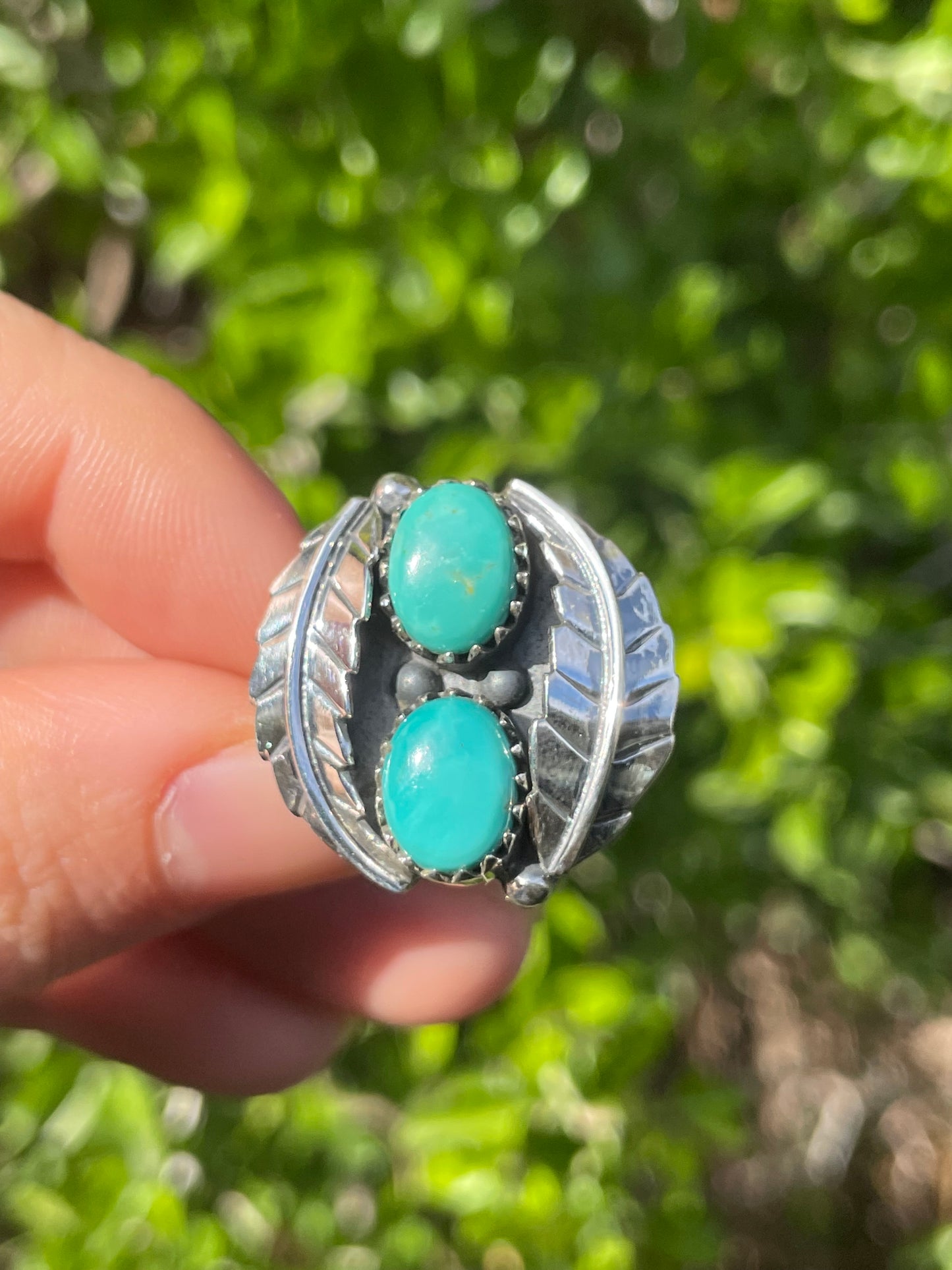Turquoise Feather Ring Size 9 | 925 Sterling Silver B568