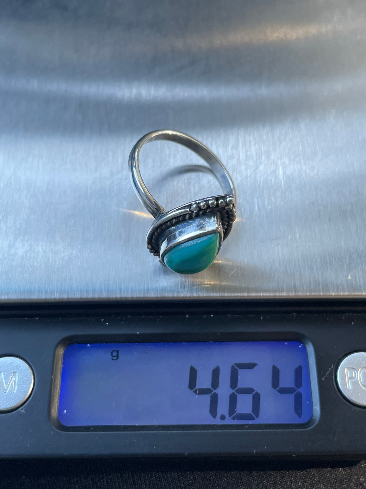 Kingman Turquoise Teardrop Ring Size 8.75 | 925 Sterling Silver Southwest B990