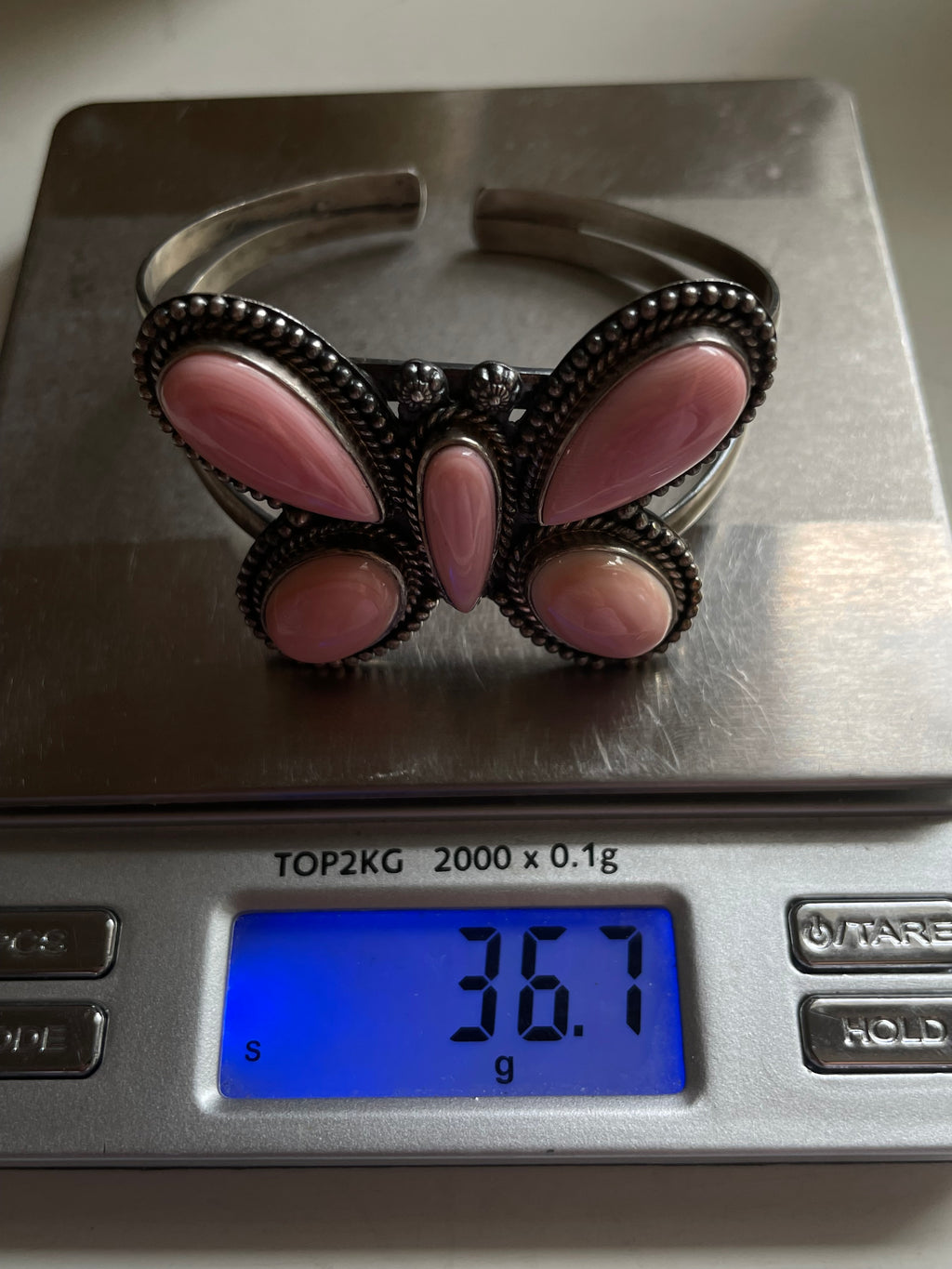 Pink Conch Five-Stone Cluster Cuff | 925 Sterling Silver D324