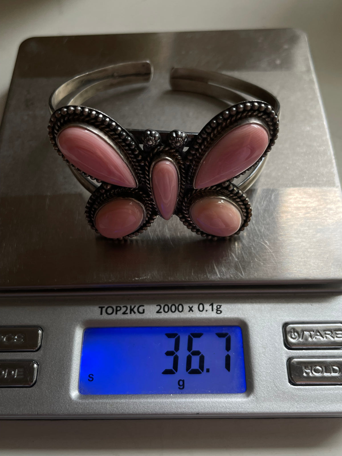Pink Conch Five-Stone Cluster Cuff | 925 Sterling Silver D324