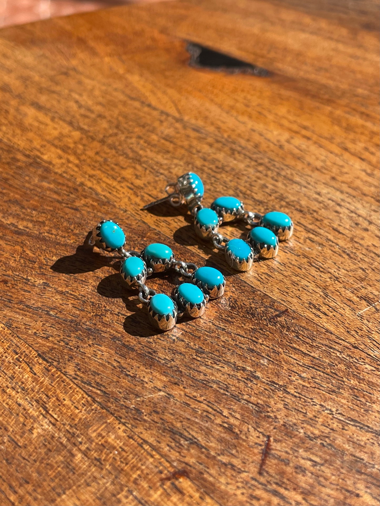Kingman Turquoise Chandelier Stud Earrings | 925 Sterling Silver C840