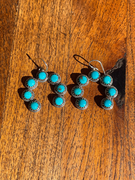 Kingman Turquoise Naja Dangle Earrings | 925 Sterling Silver C832