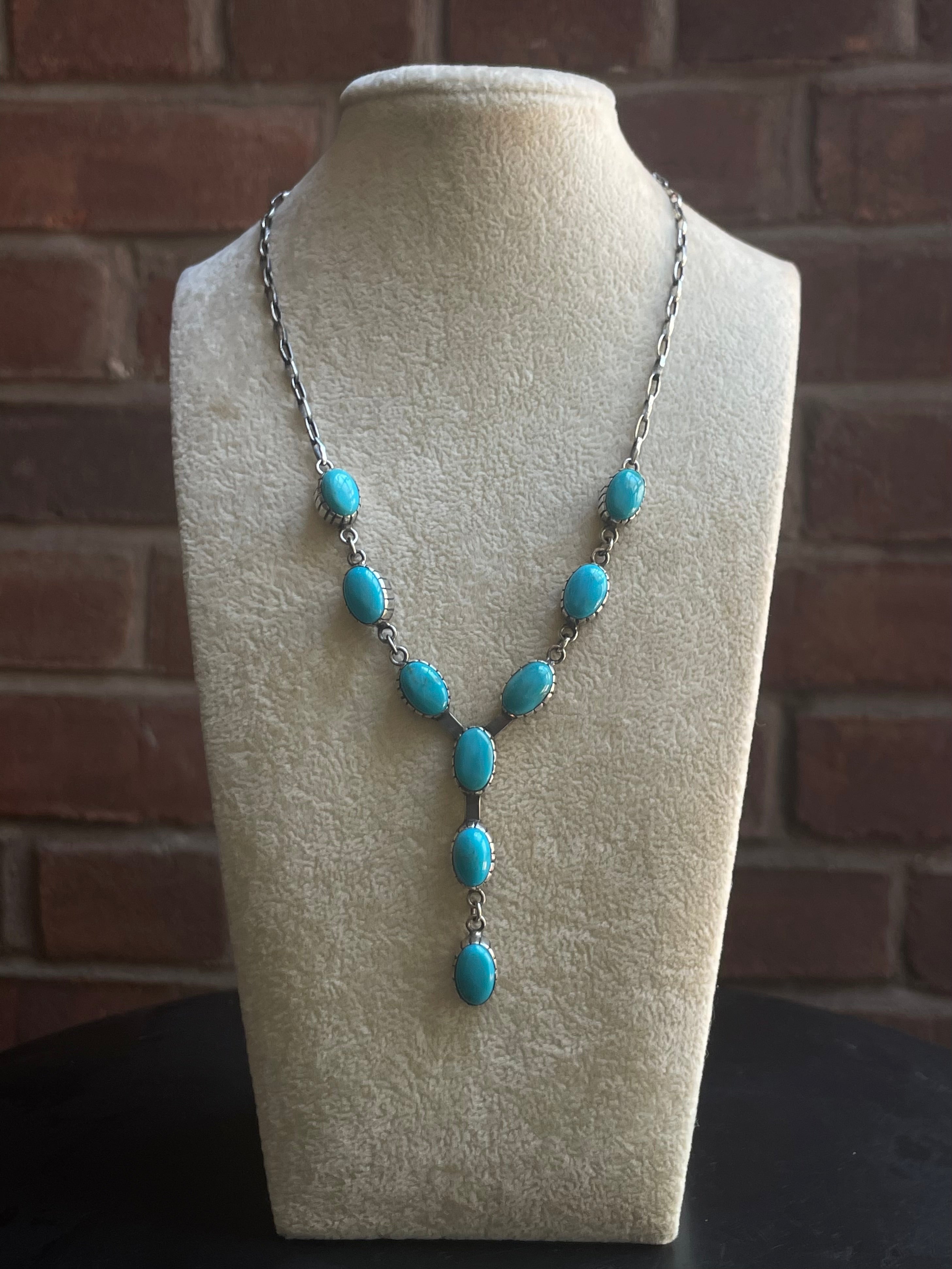 Kingman Turquoise Lariat Necklace | 925 Sterling Silver G592