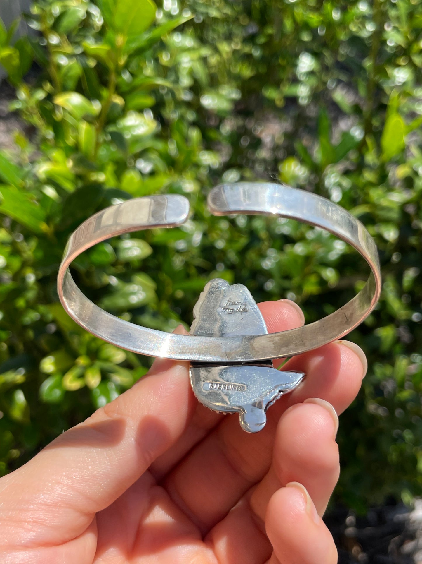 Pink Conch Butterfly Floral Cuff Bracelet | 925 Sterling Silver D157