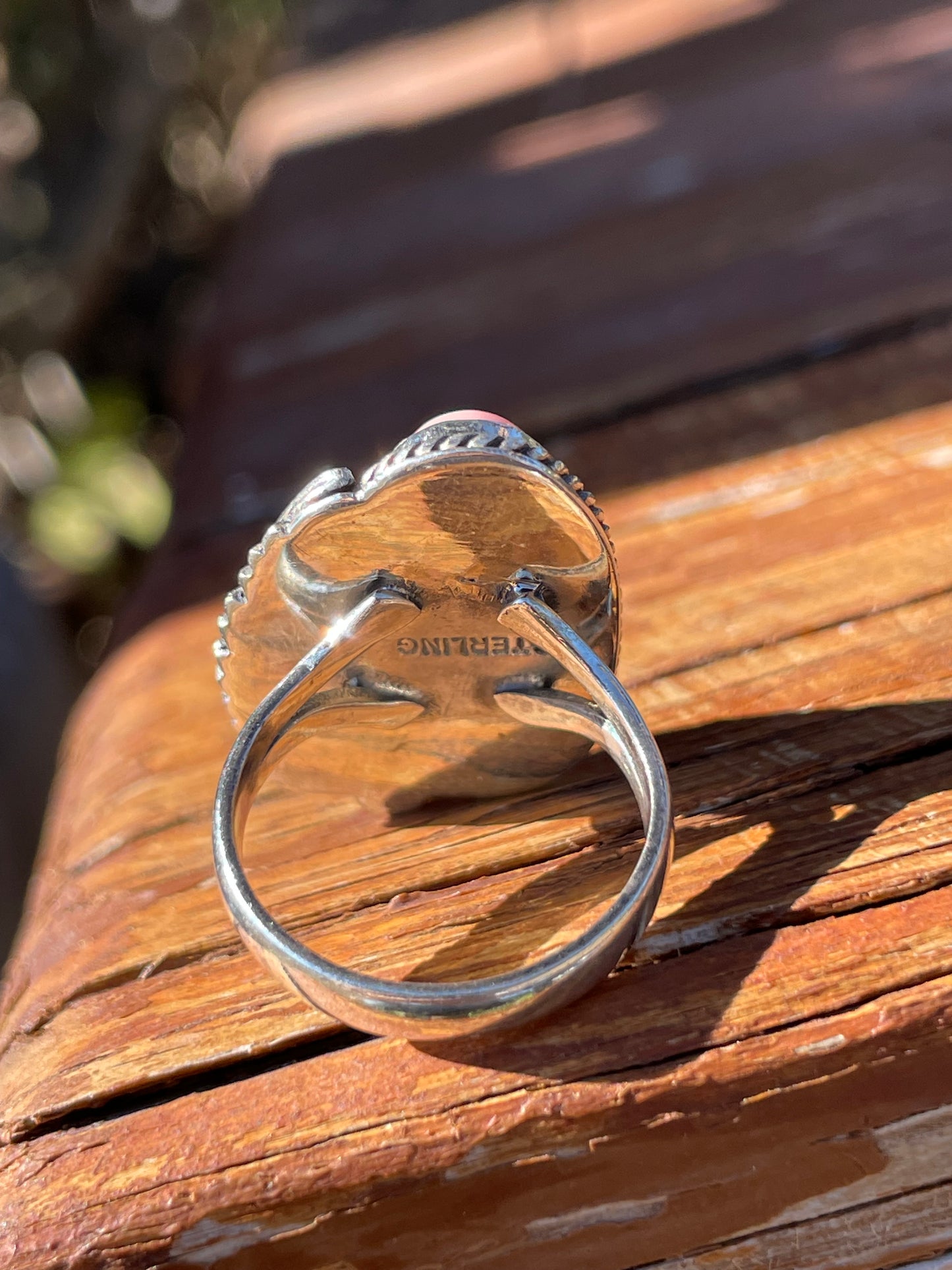 Pink Conch Feather Ring Size 7 | 925 Sterling Silver B944