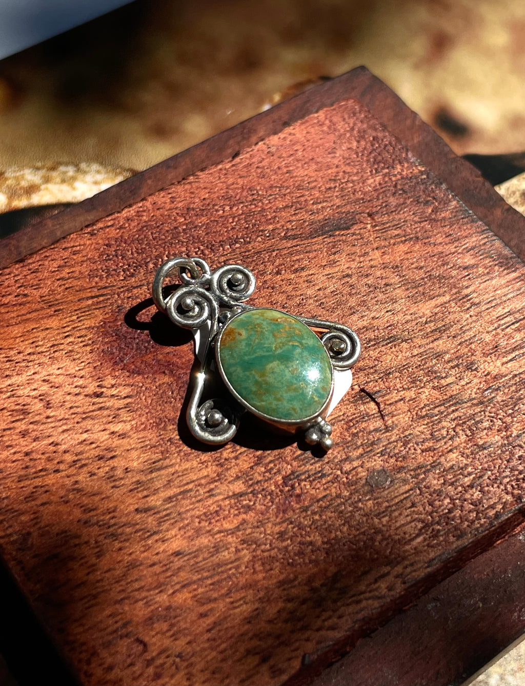Turquoise Scrollwork Pendant | 925 Sterling Silver | D338
