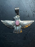 Pink Conch Thunderbird Pendant | 925 Sterling Silver E501