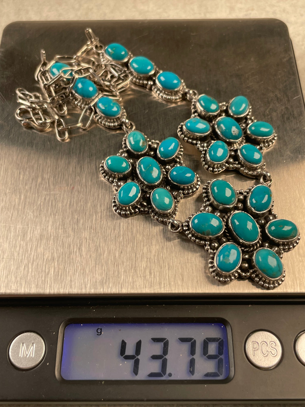 Turquoise Cluster Necklace | 925 Sterling Silver D158