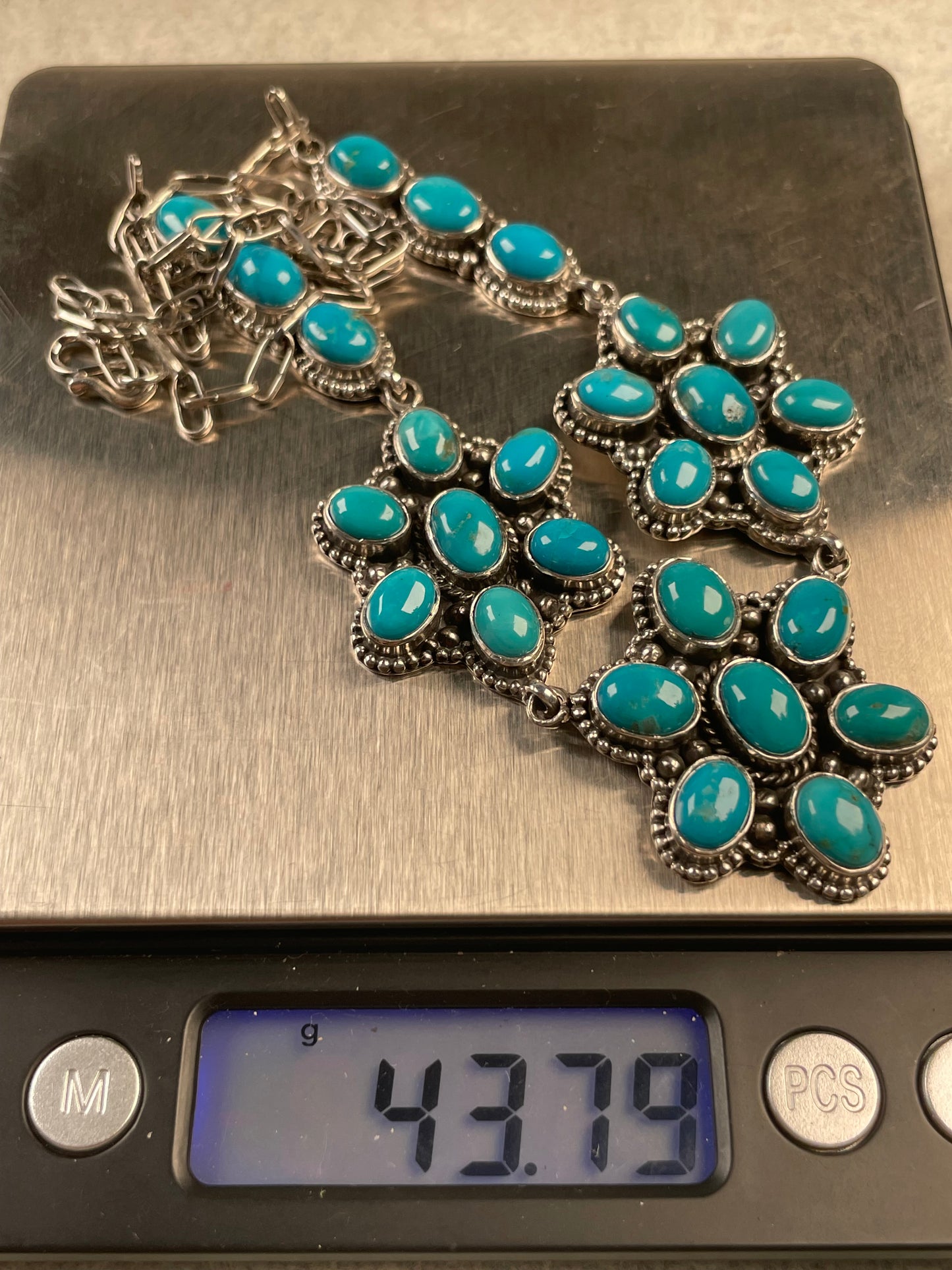 Turquoise Cluster Necklace | 925 Sterling Silver D158