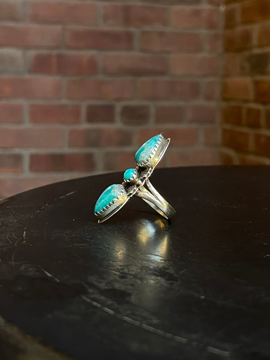 Turquoise Tear Drop Ring Size 8 | Sterling Silver E880
