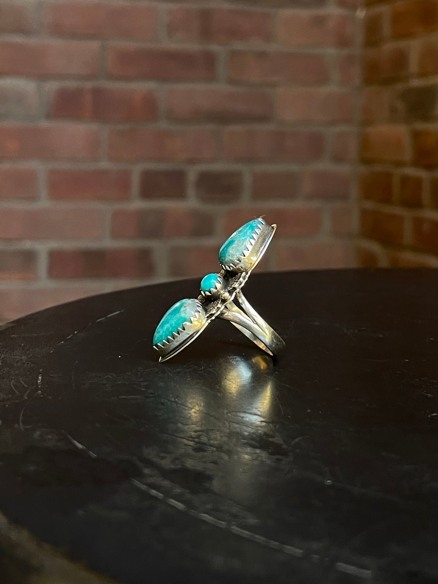 Turquoise Tear Drop Ring Size 8 | Sterling Silver E880