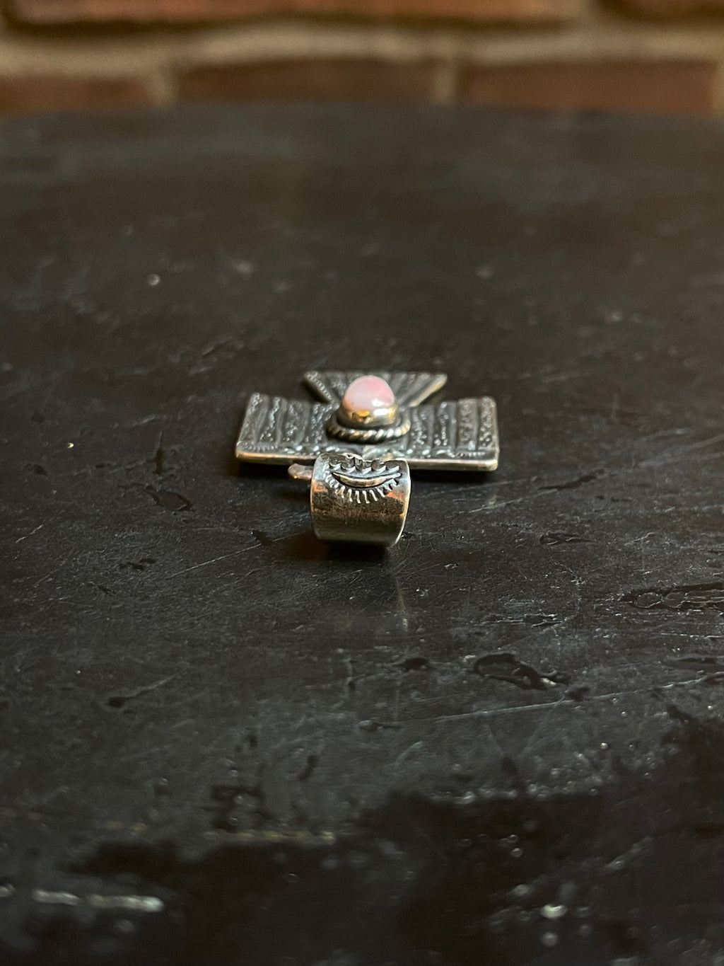 Pink Conch Thunderbird Pendant | Sterling Silver G451