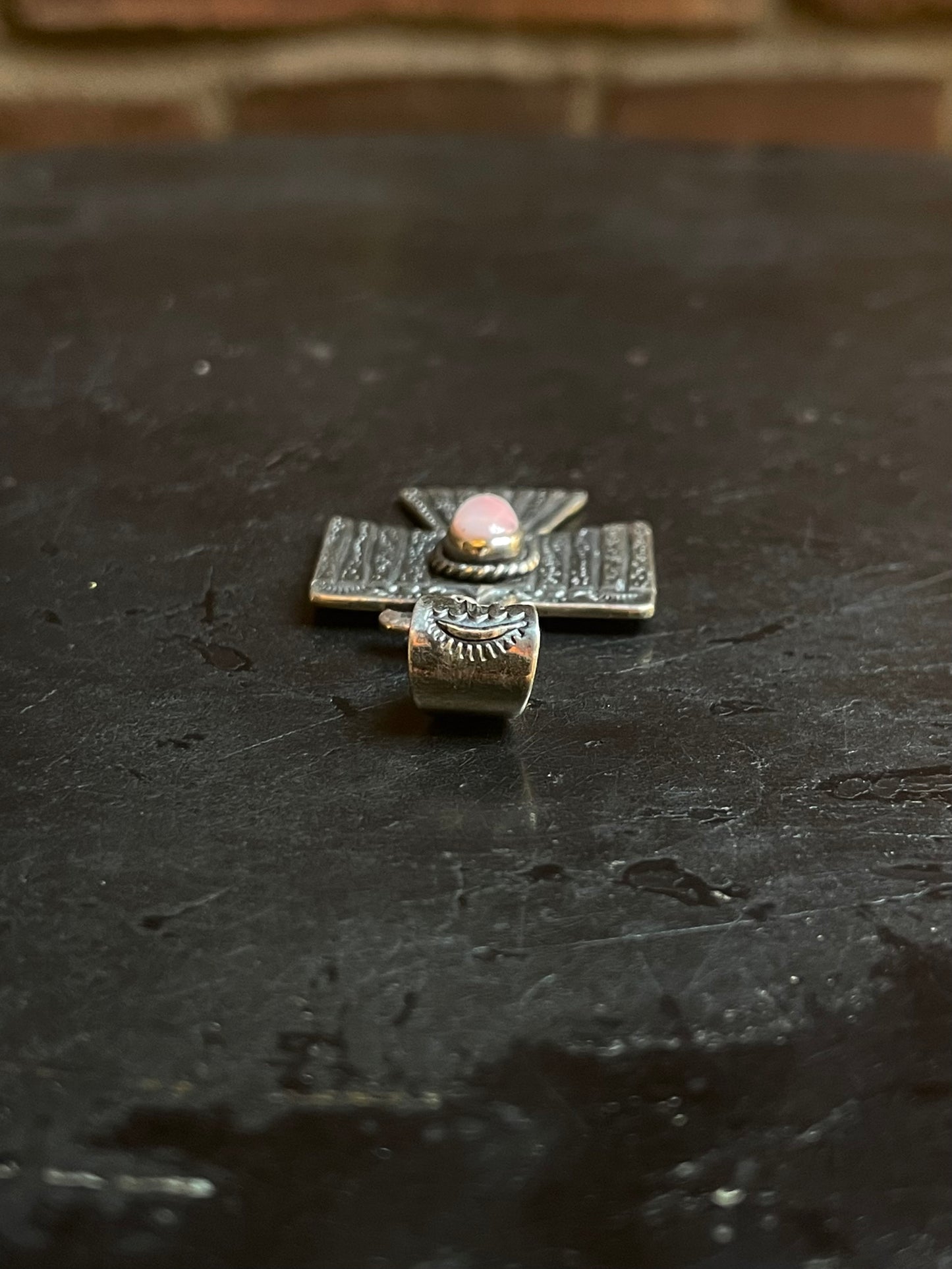 Pink Conch Thunderbird Pendant | Sterling Silver G451