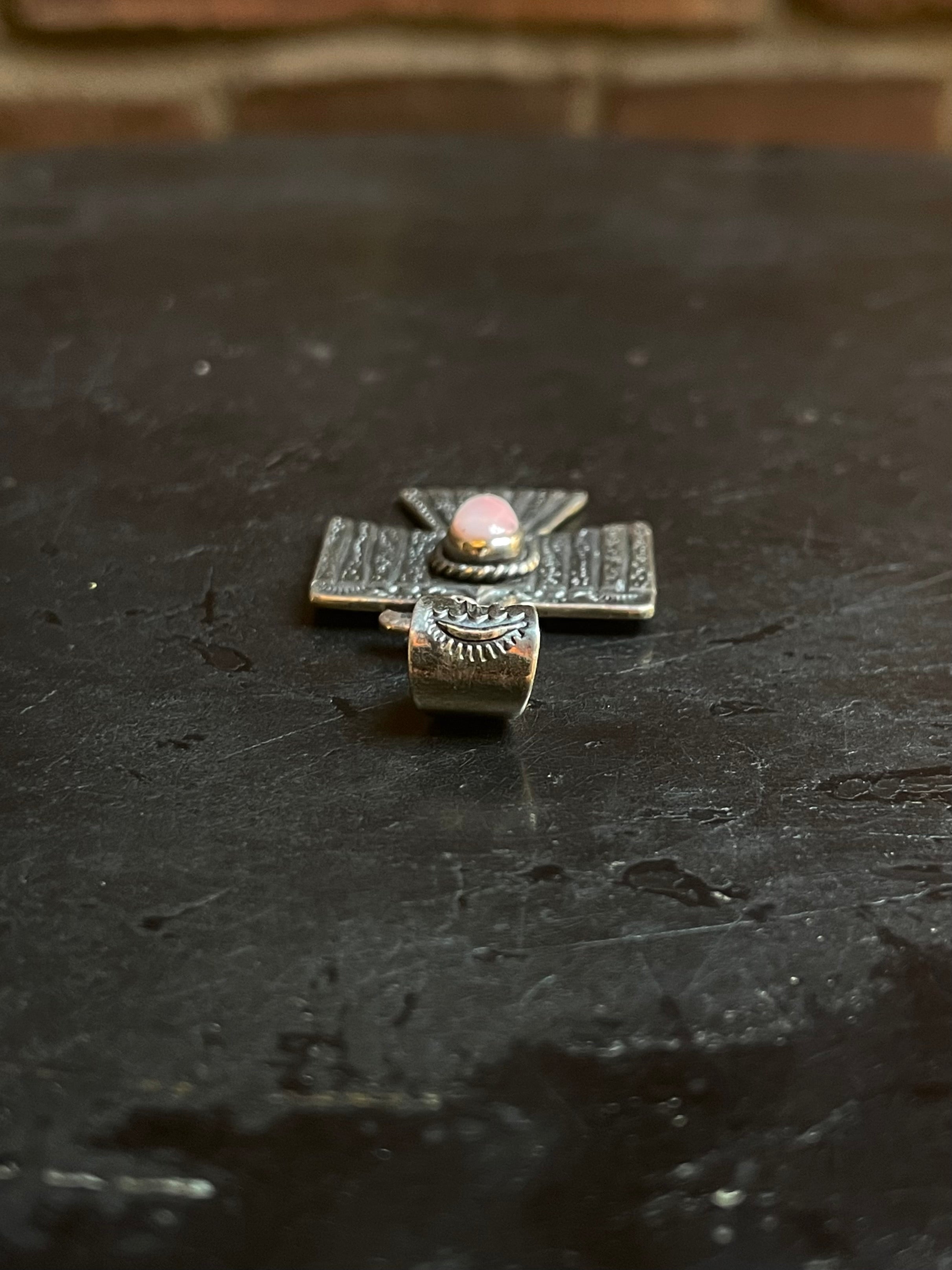 Pink Conch Thunderbird Pendant | Sterling Silver G451