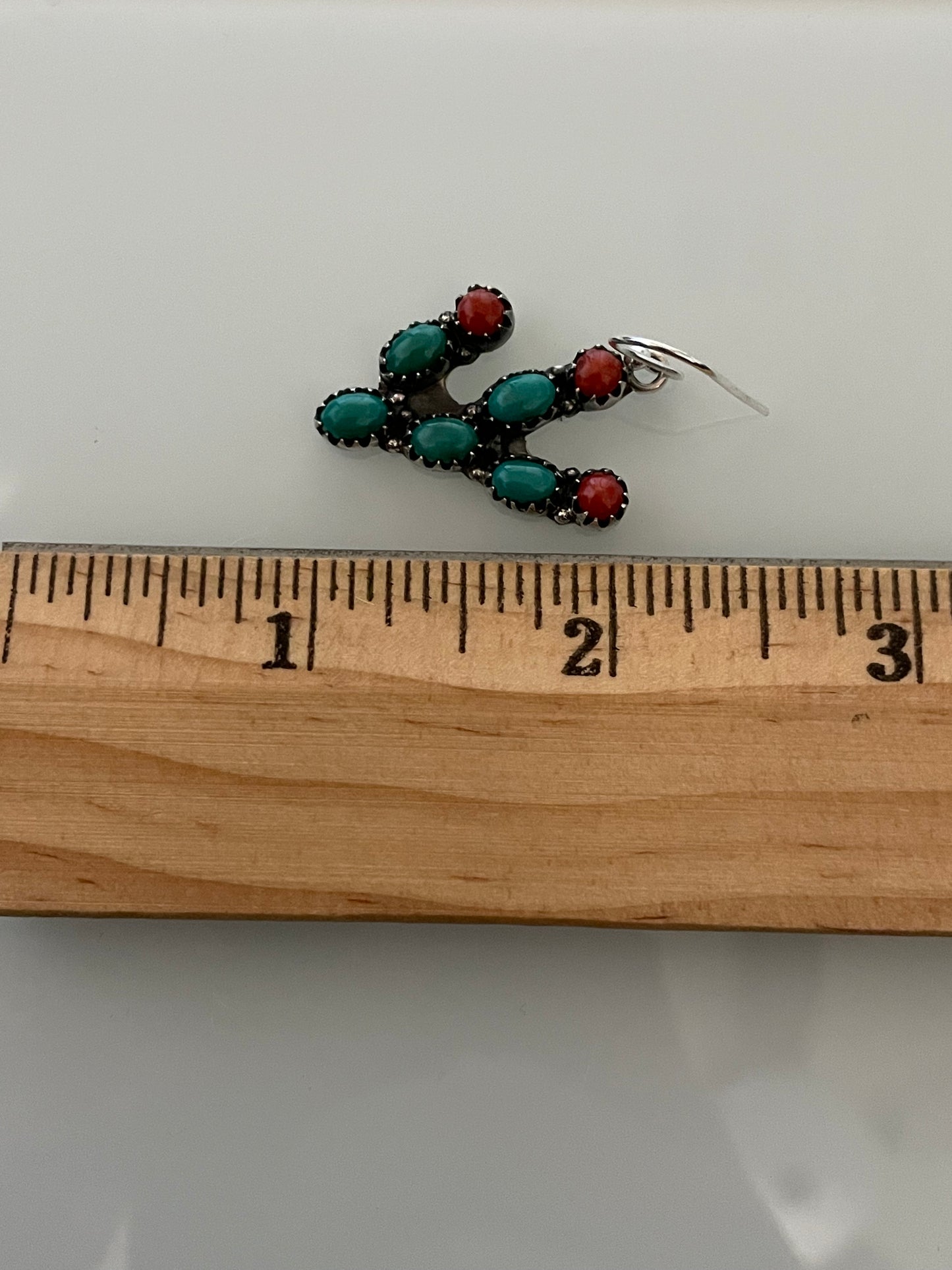 Turquoise & Coral Cactus Earrings | 925 Sterling Silver E388