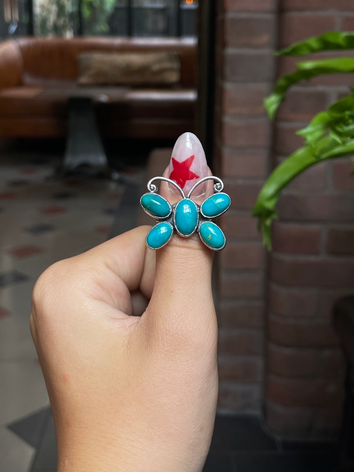 Kingman Turquoise Butterfly Ring Size 9 | 925 Sterling Silver G480
