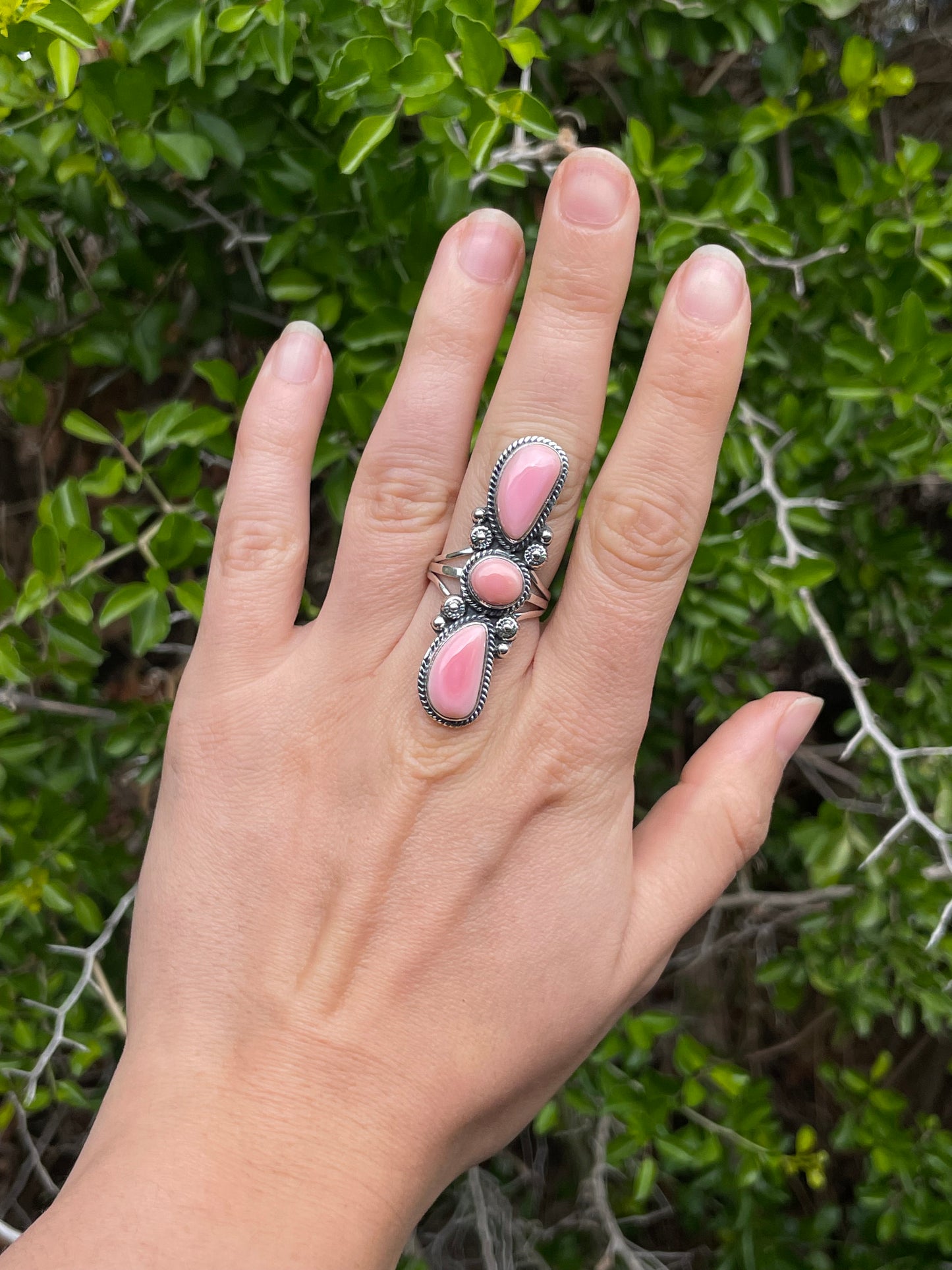 Pink Conch Row Ring Size 8 | 925 Sterling Silver B644