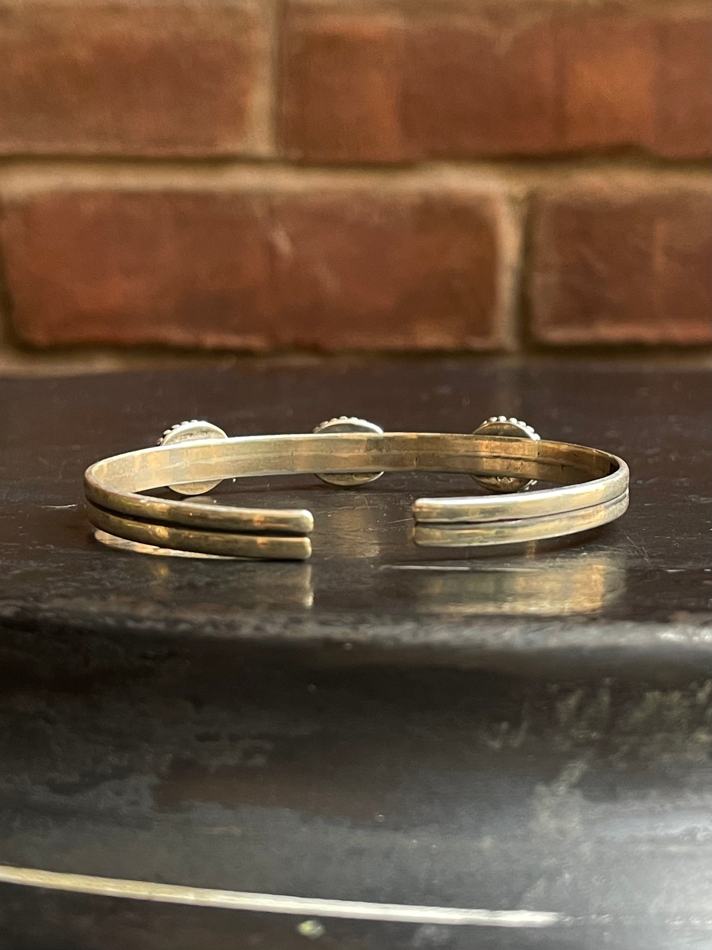 Pink Conch Triple Stone Cuff Bracelet | 925 Sterling Silver E965