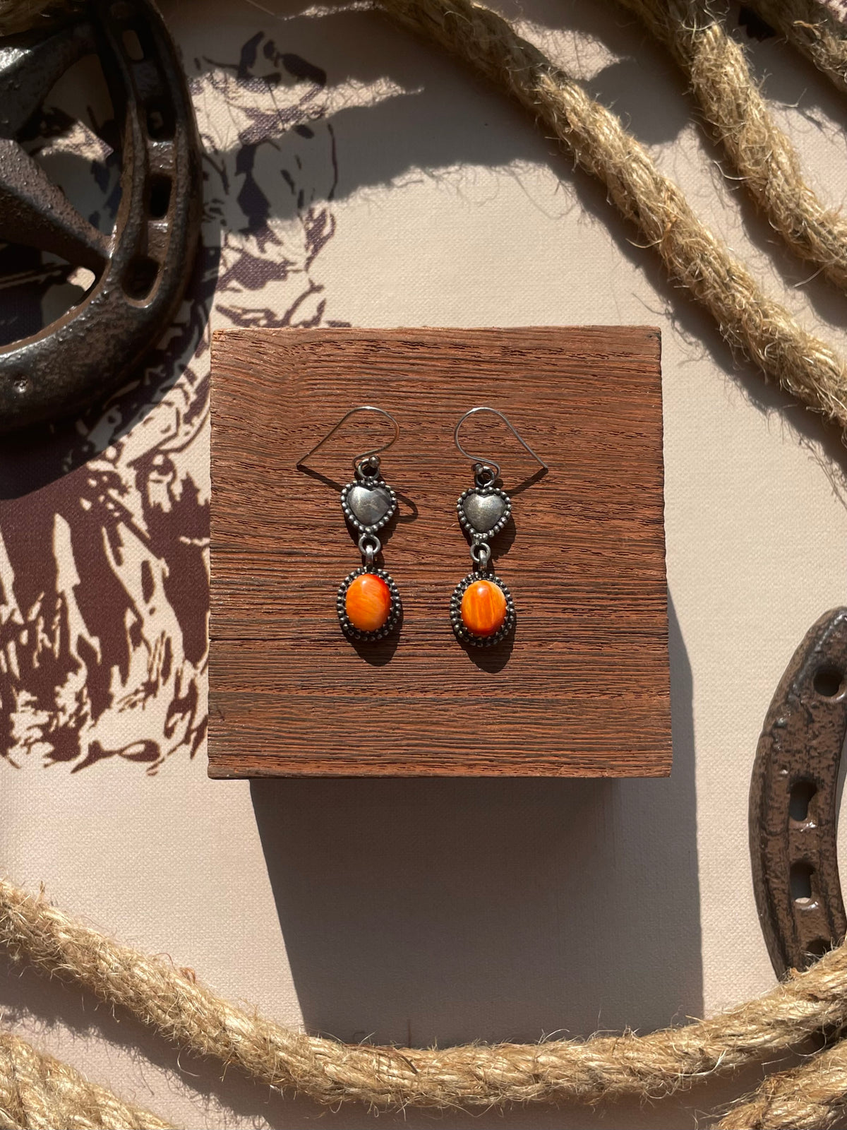 Spiny Oyster Heart Dangle Earrings | 925 Sterling Silver G718