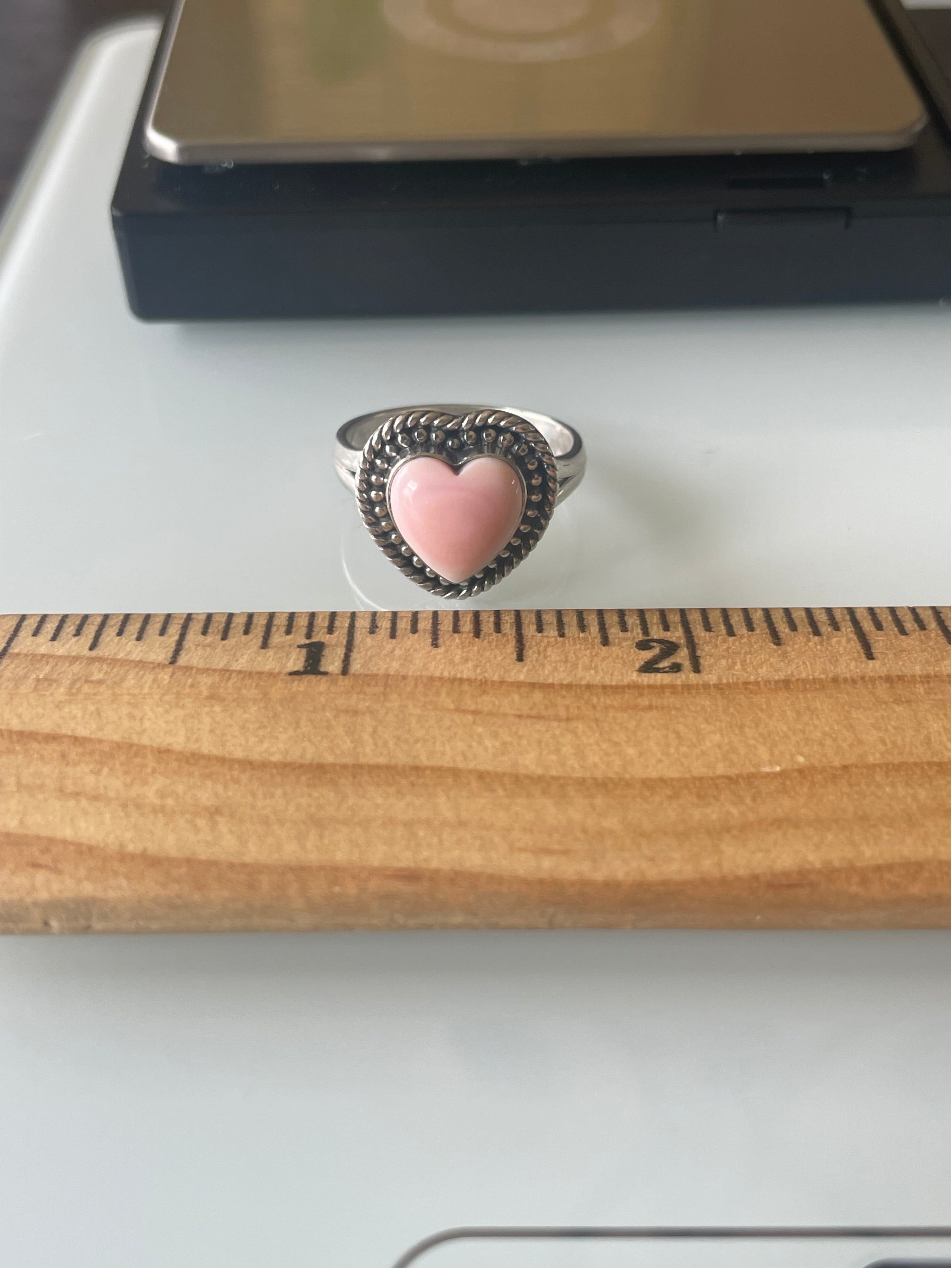 Pink Conch Heart Ring Size 9 | 925 Sterling Silver G130