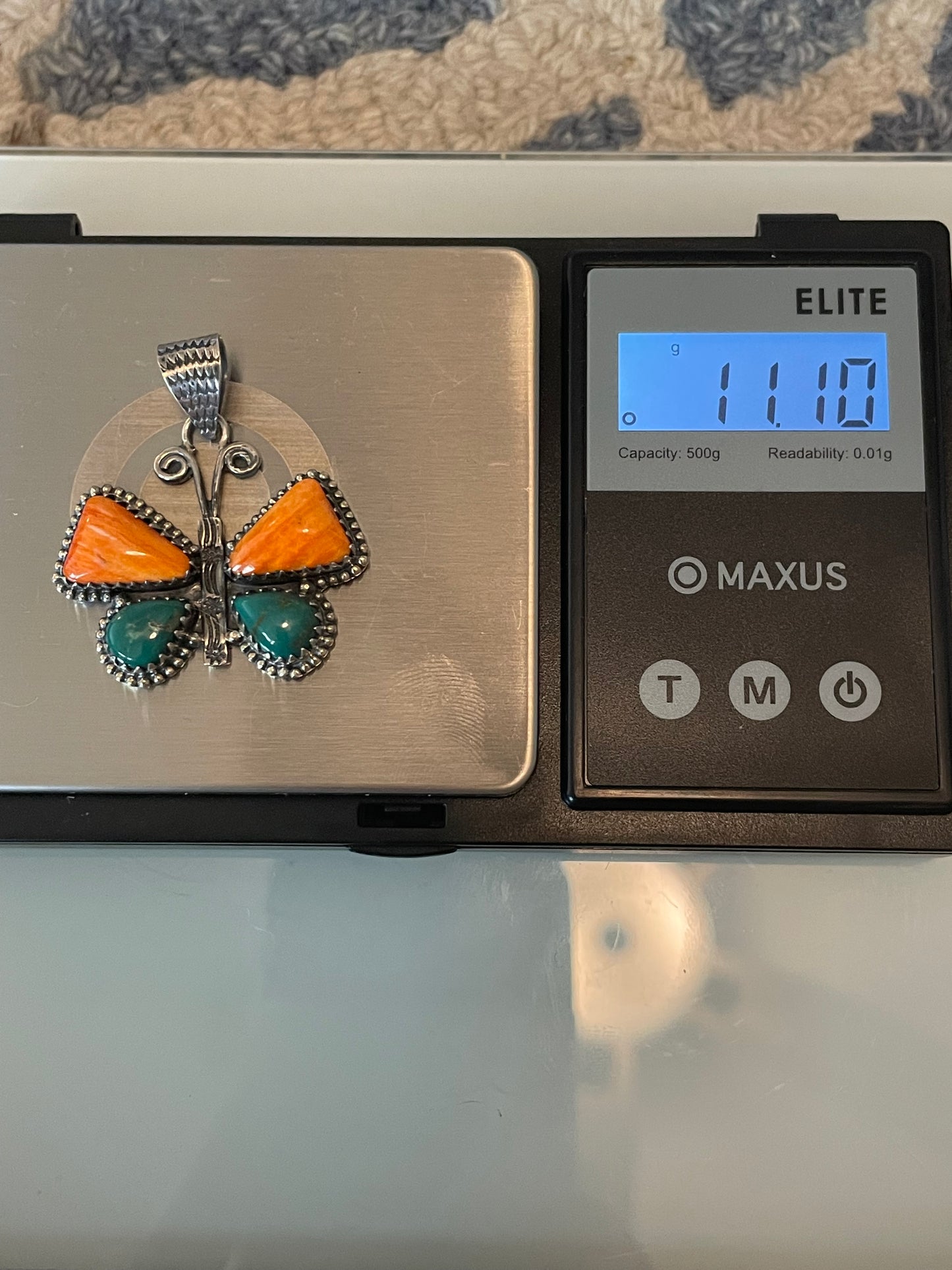 Spiny Oyster & Turquoise Butterfly Pendant | 925 Sterling Silver G240