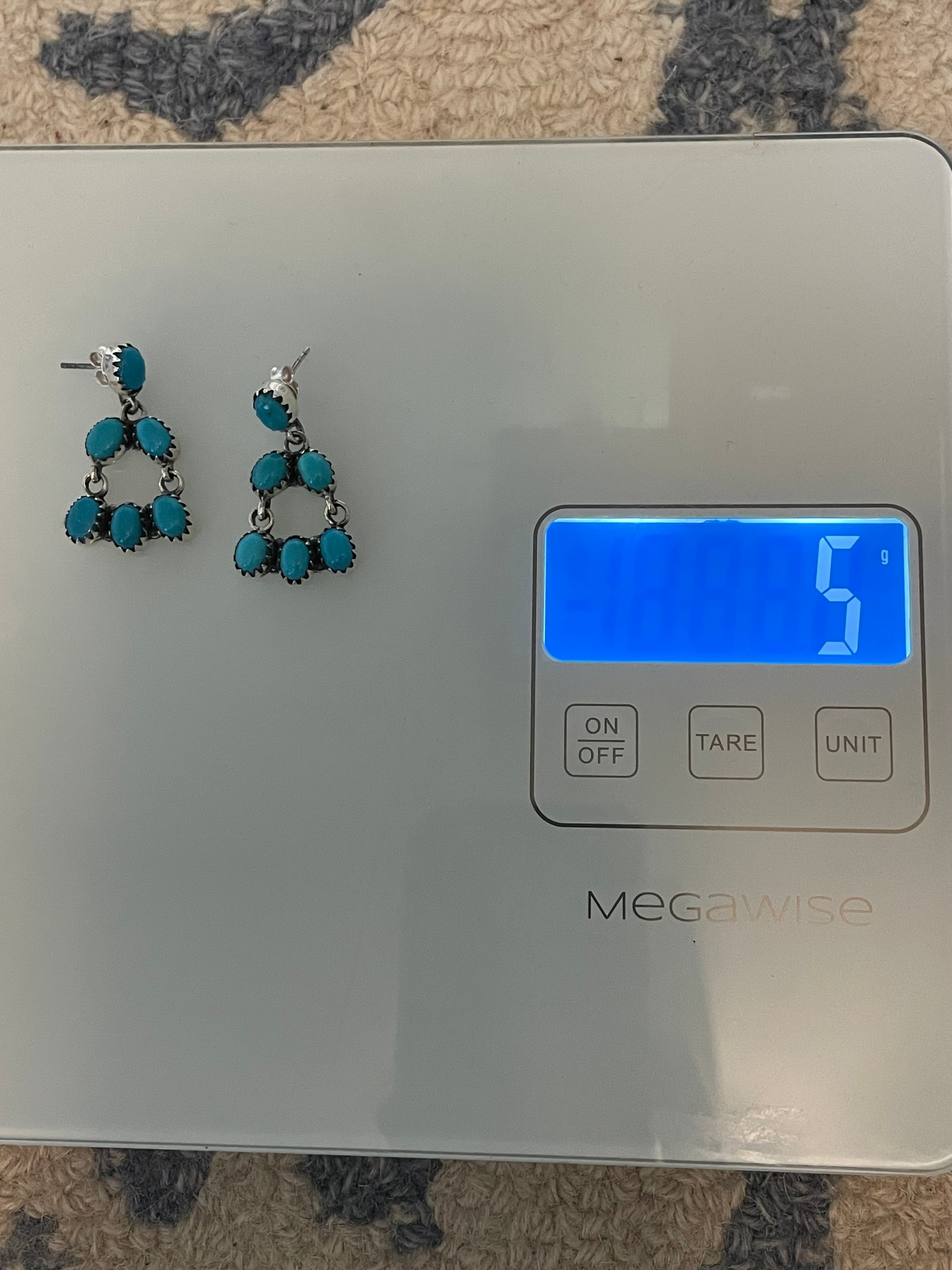 Kingman Turquoise Chandelier Stud Earrings | 925 Sterling Silver C823