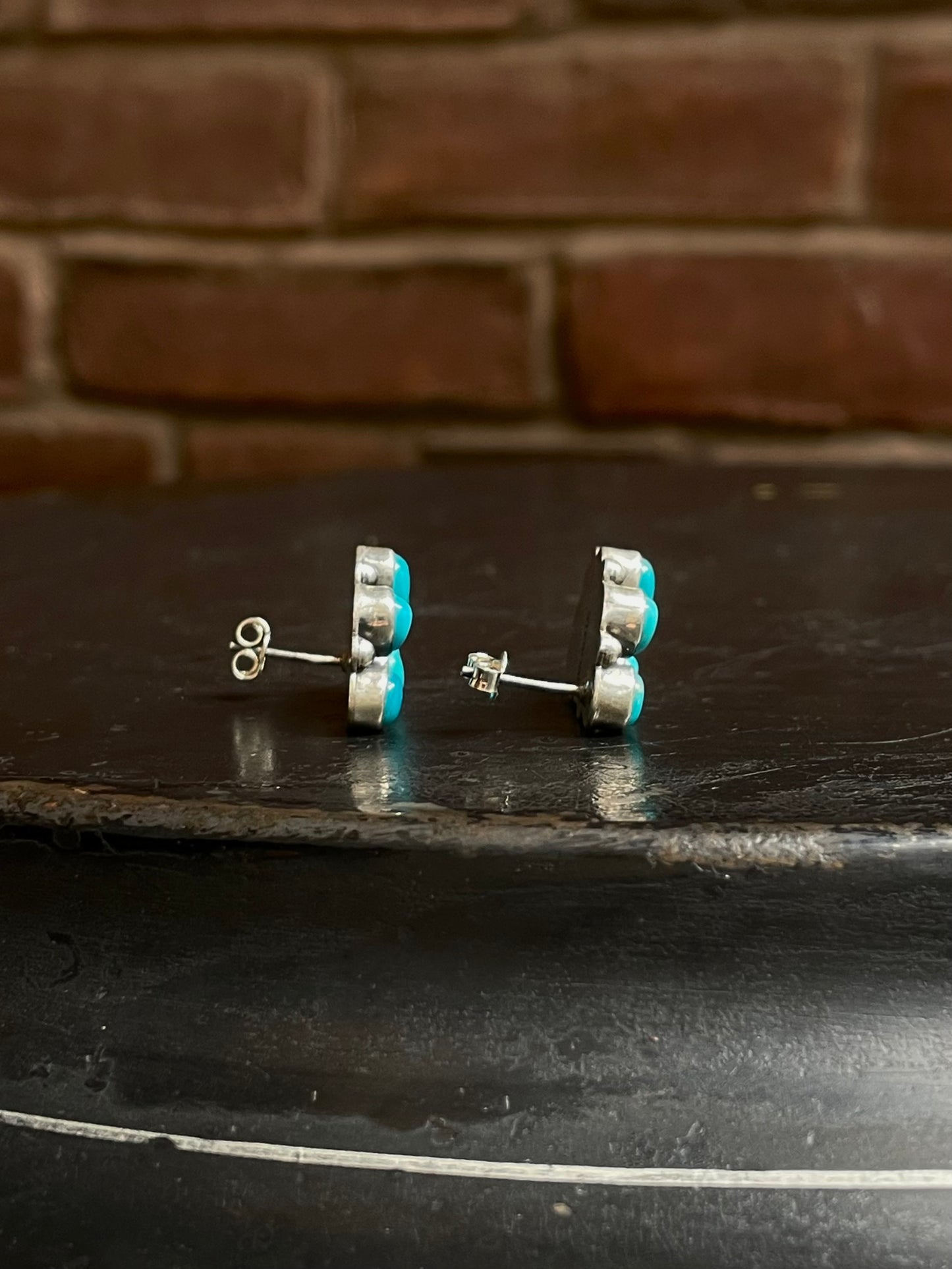 Kingman Turquoise Cluster Stud Earrings | Sterling Silver E659