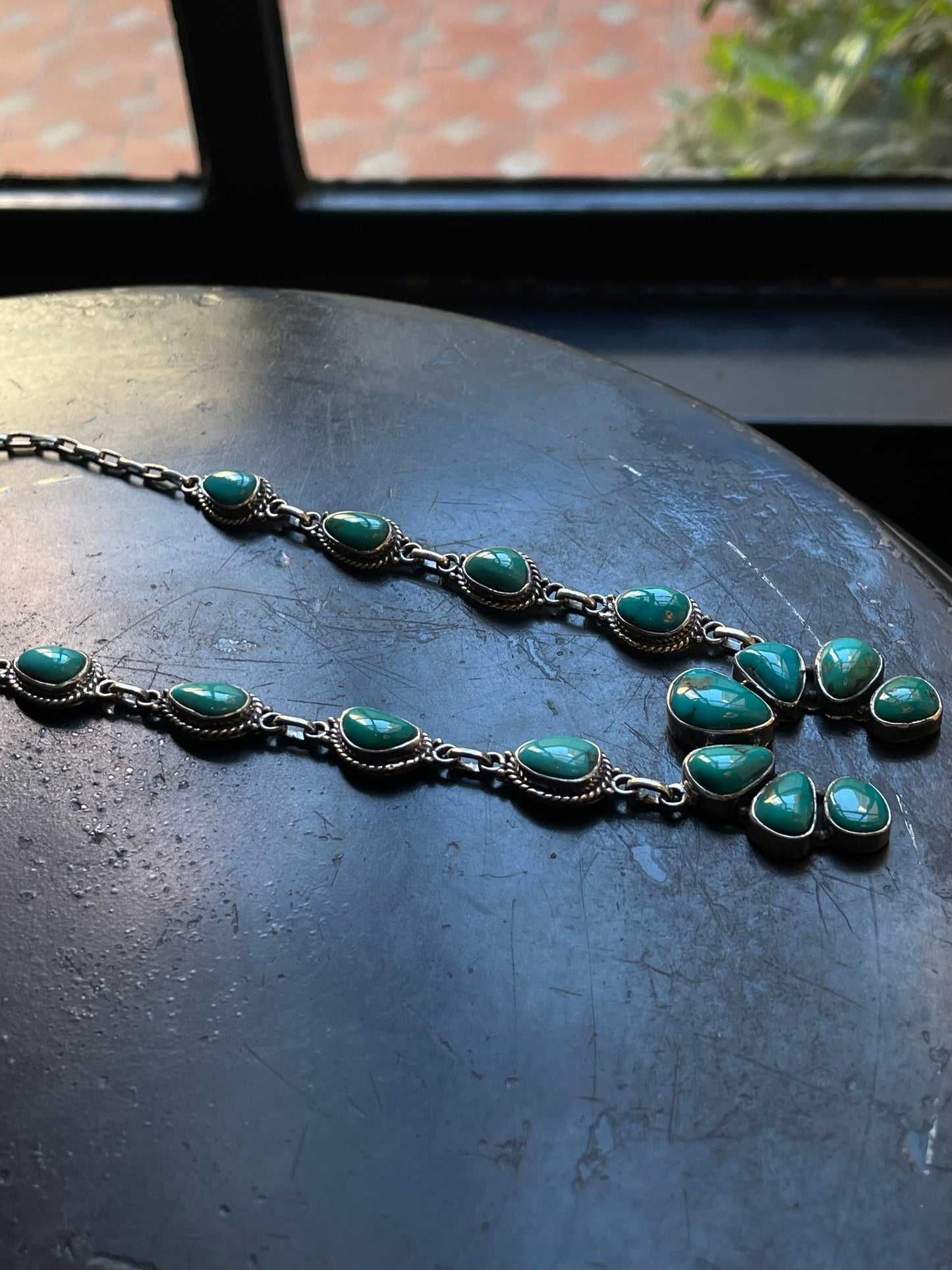 Kingman Turquoise Naja Necklace | Sterling Silver E831