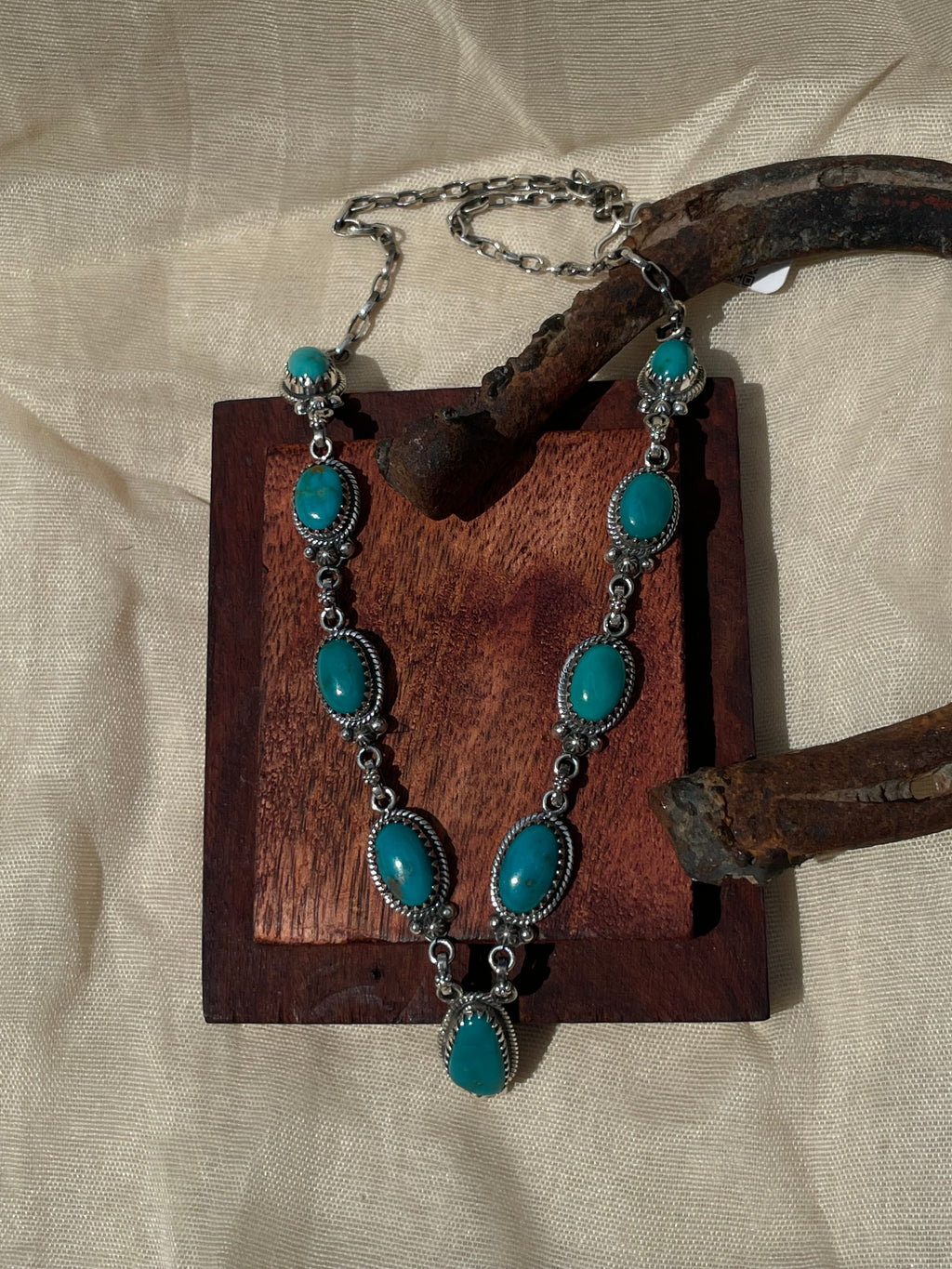 Turquoise Link Necklace | 925 Sterling Silver D319