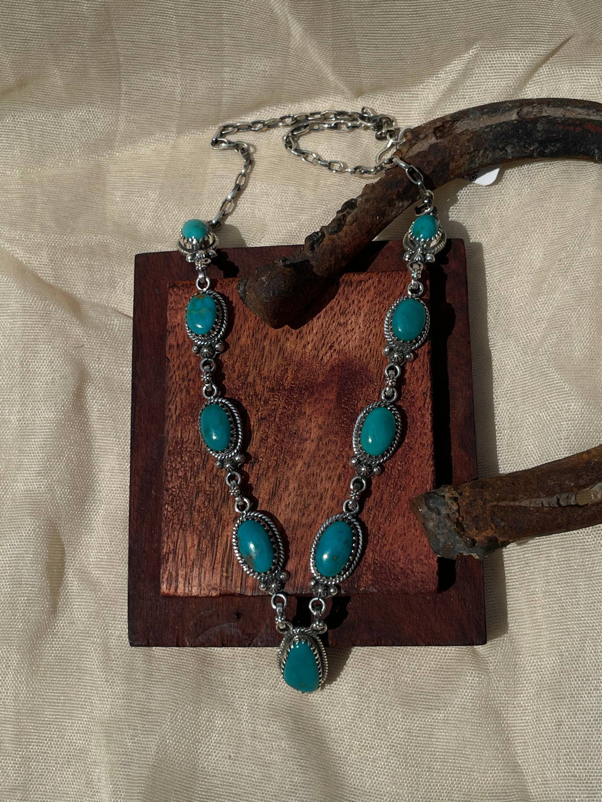 Turquoise Link Necklace | 925 Sterling Silver D319