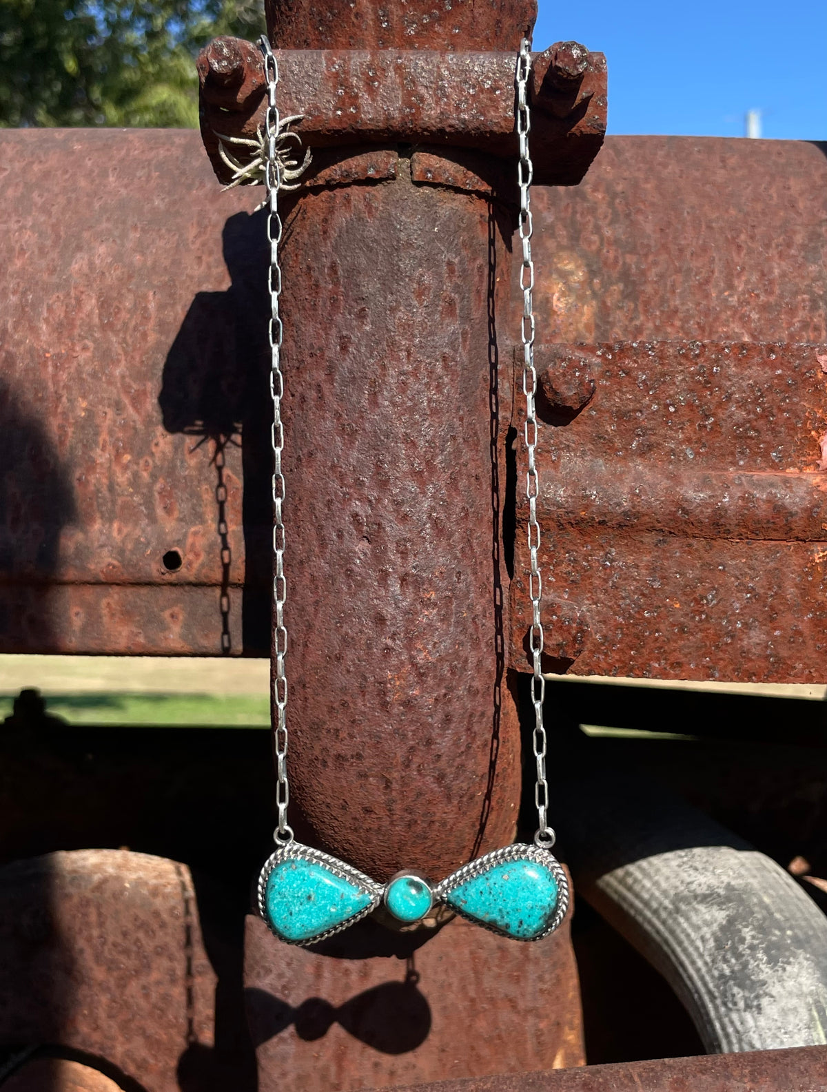 Kingman Turquoise Bar Necklace | Bow Style Center | 925 Silver E624
