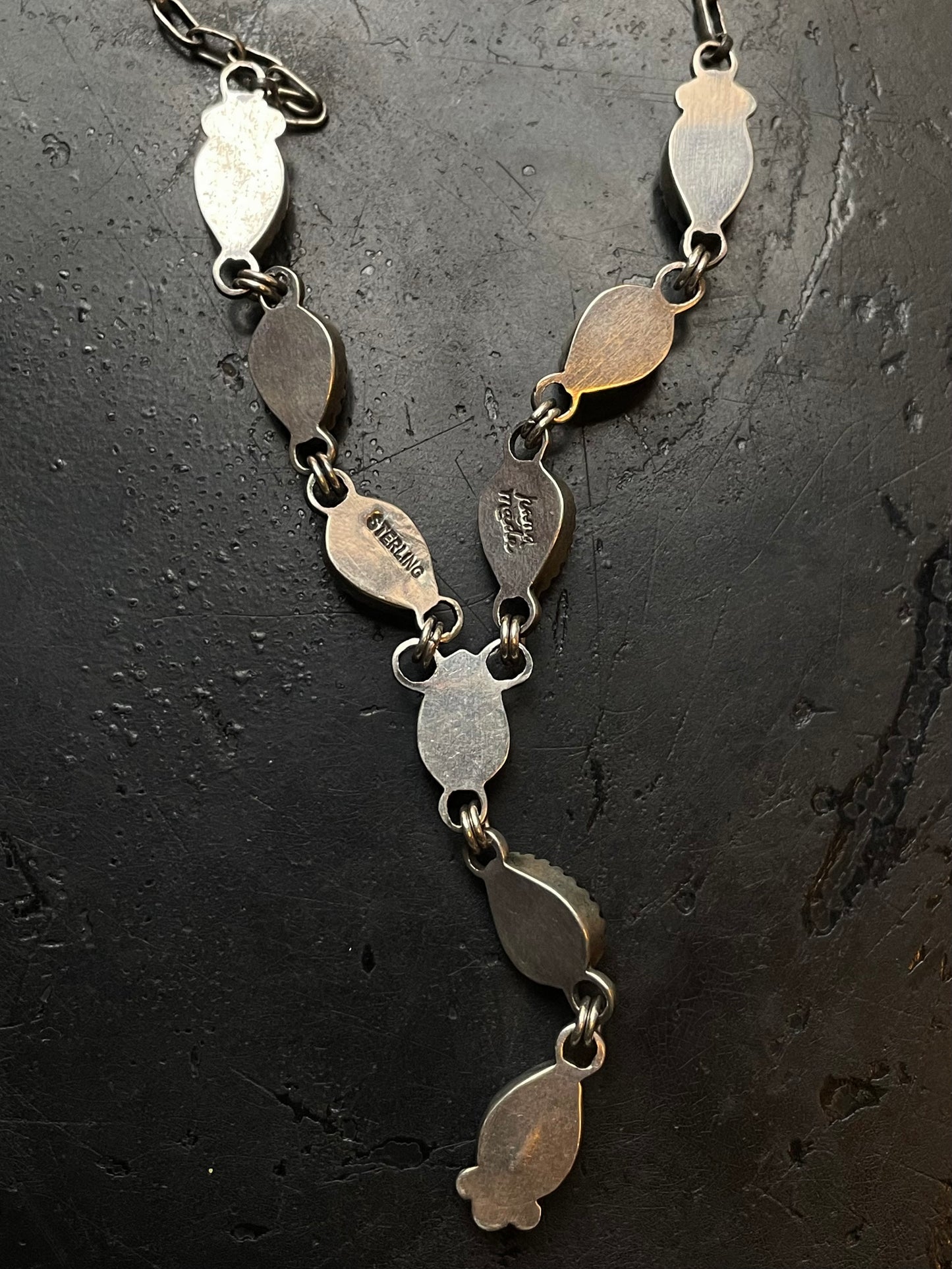 Black Onyx Lariat Necklace | Sterling Silver G332