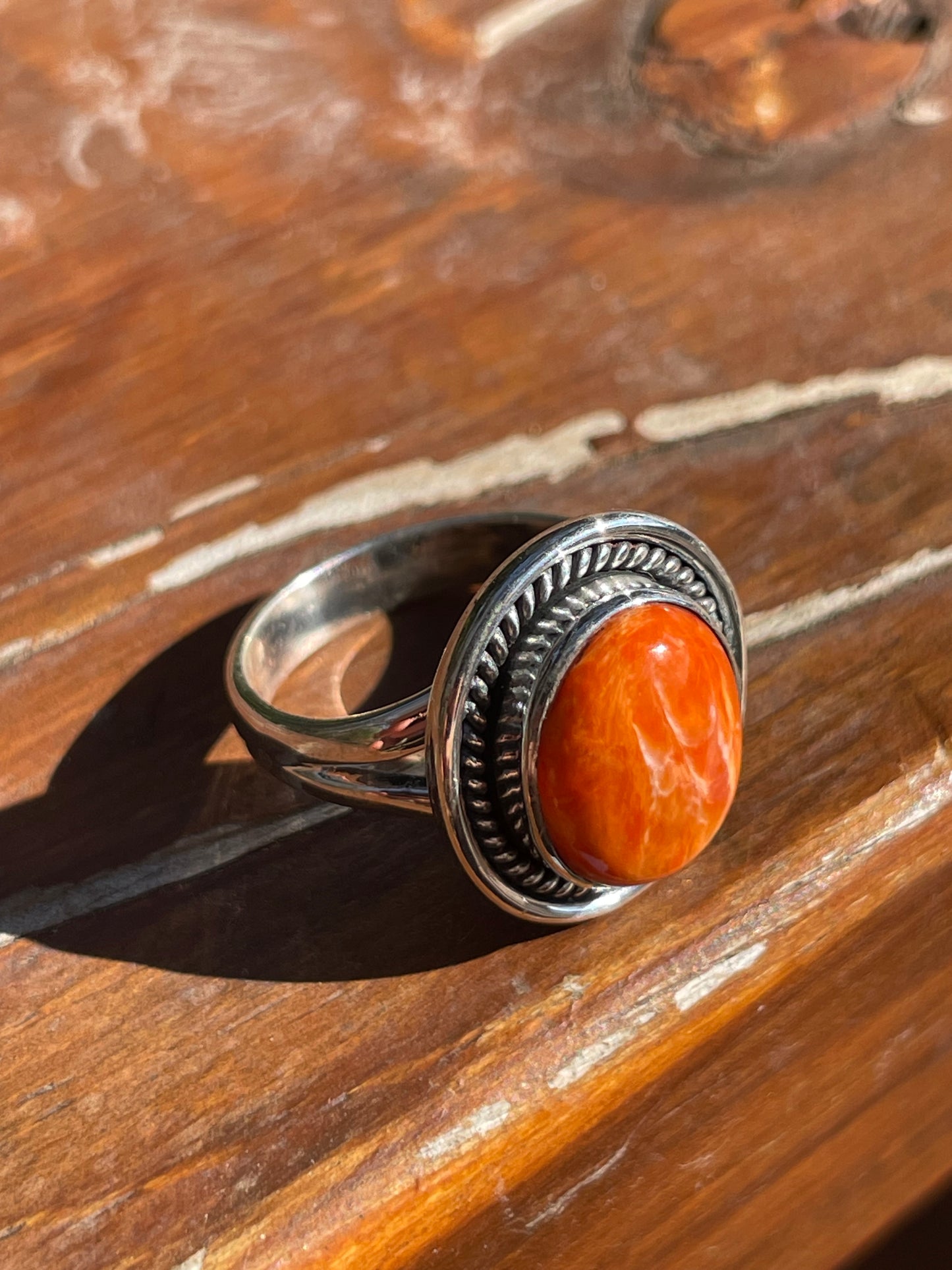 Spiny Oyster Rope Ring Size 6 | 925 Sterling Silver Southwest D106