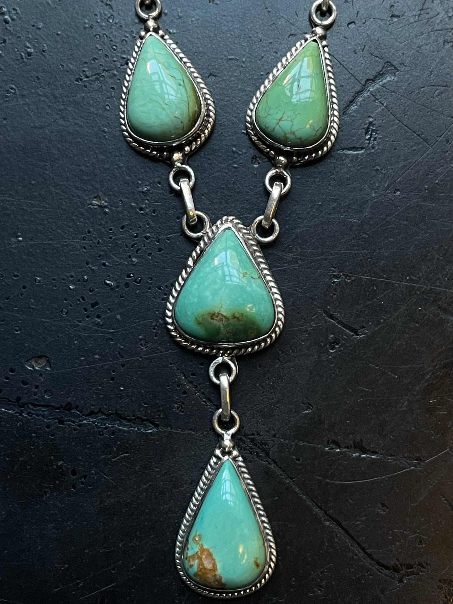 Turquoise Lariat Necklace | 925 Sterling Silver E634