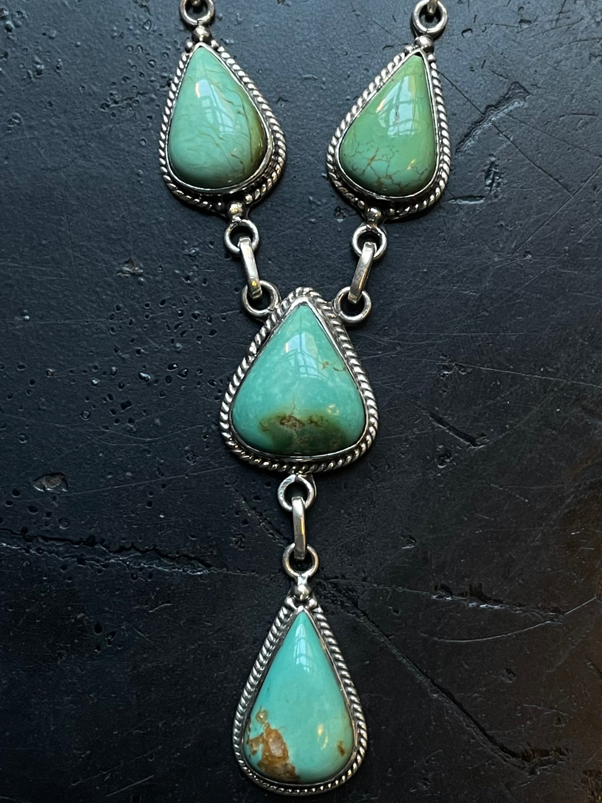 Turquoise Lariat Necklace | 925 Sterling Silver E634
