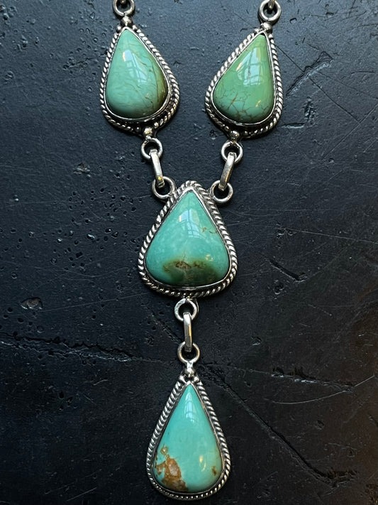 Turquoise Lariat Necklace | 925 Sterling Silver E634