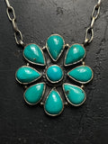 Kingman Turquoise Flower Necklace | 925 Sterling Silver G407
