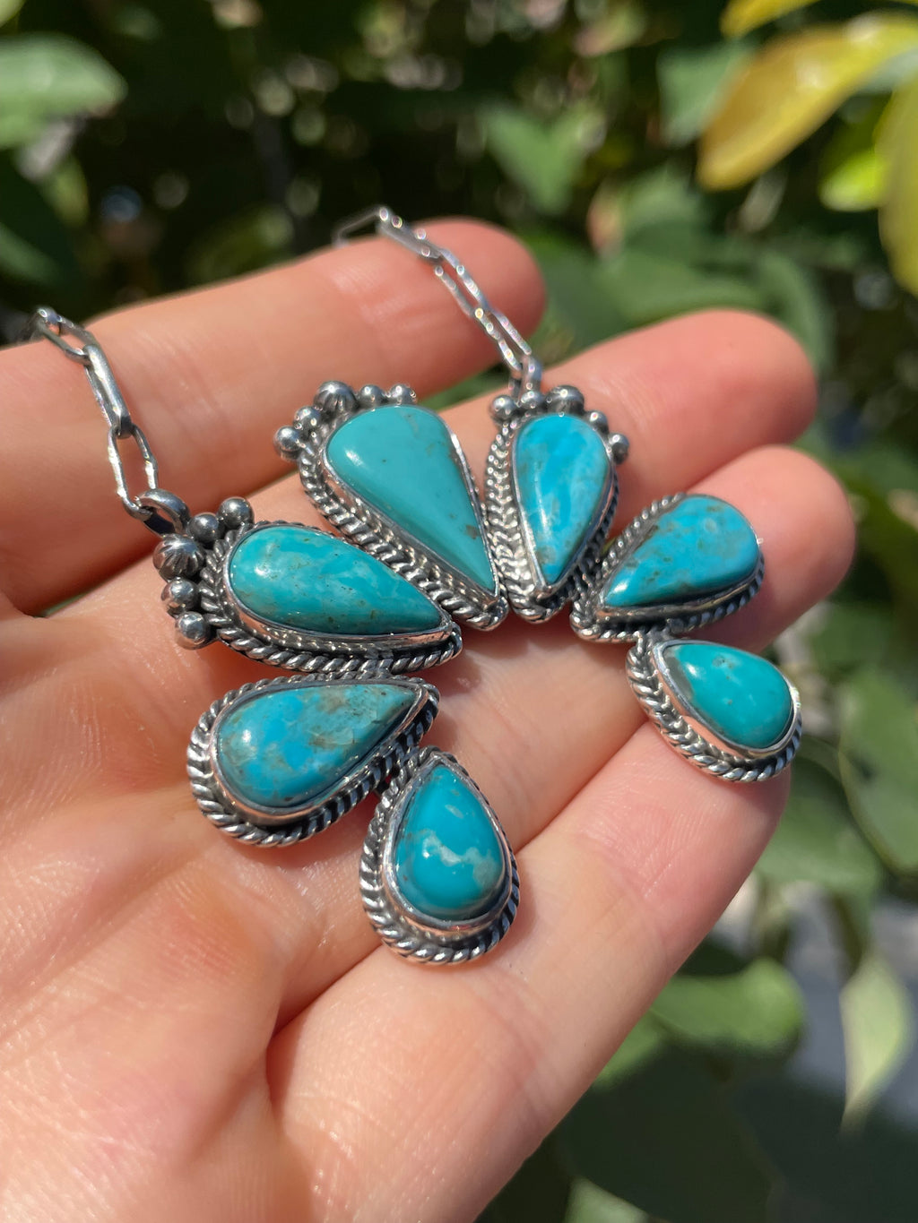 Kingman Turquoise Naja Necklace | 925 Sterling Silver D126