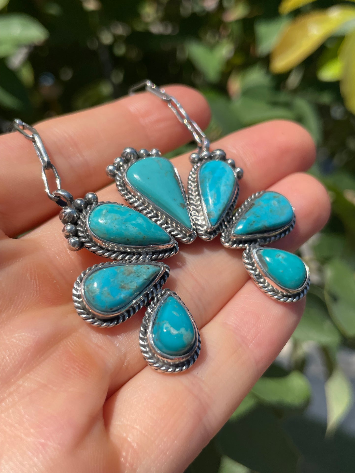 Kingman Turquoise Naja Necklace | 925 Sterling Silver D126