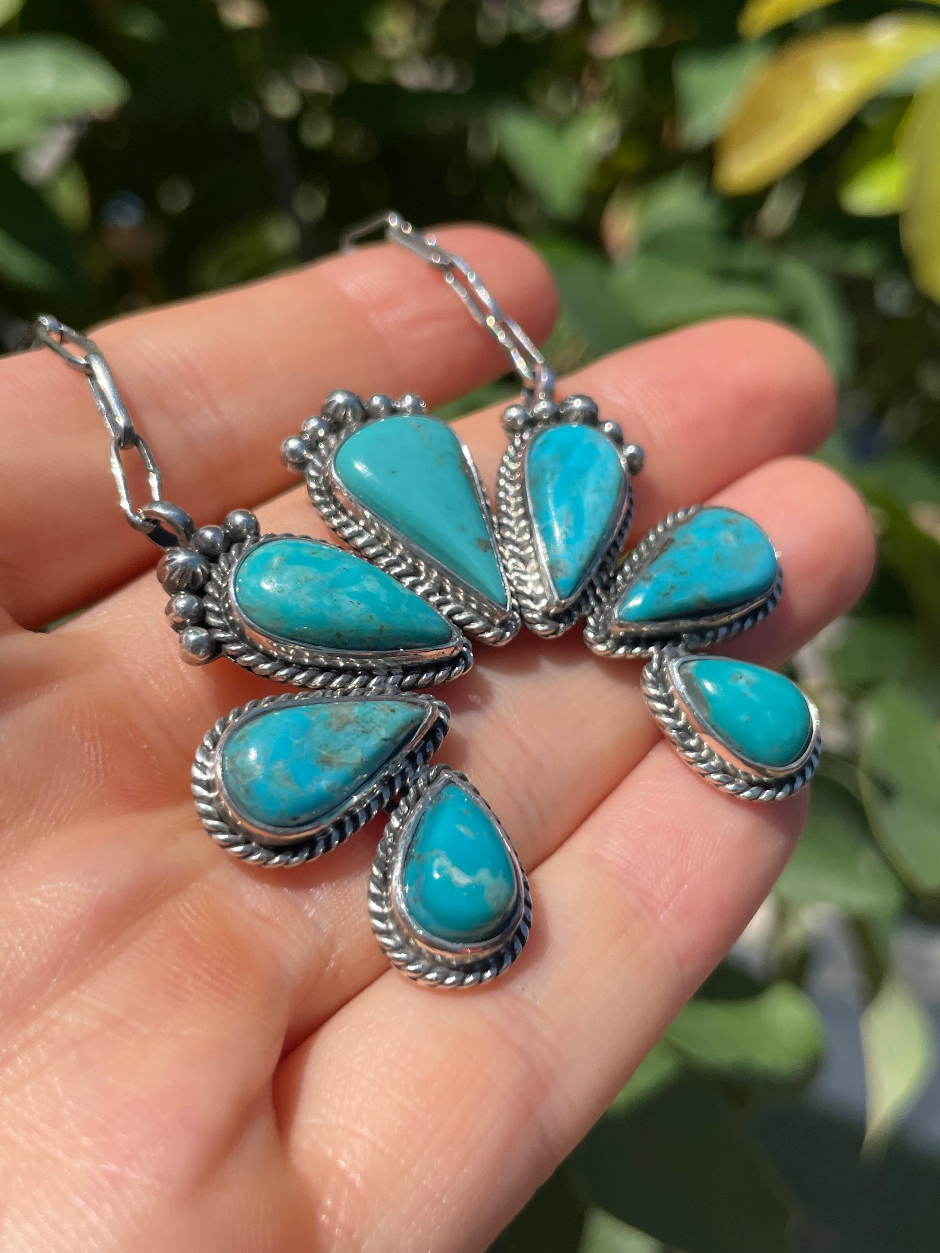 Kingman Turquoise Naja Necklace | 925 Sterling Silver D126