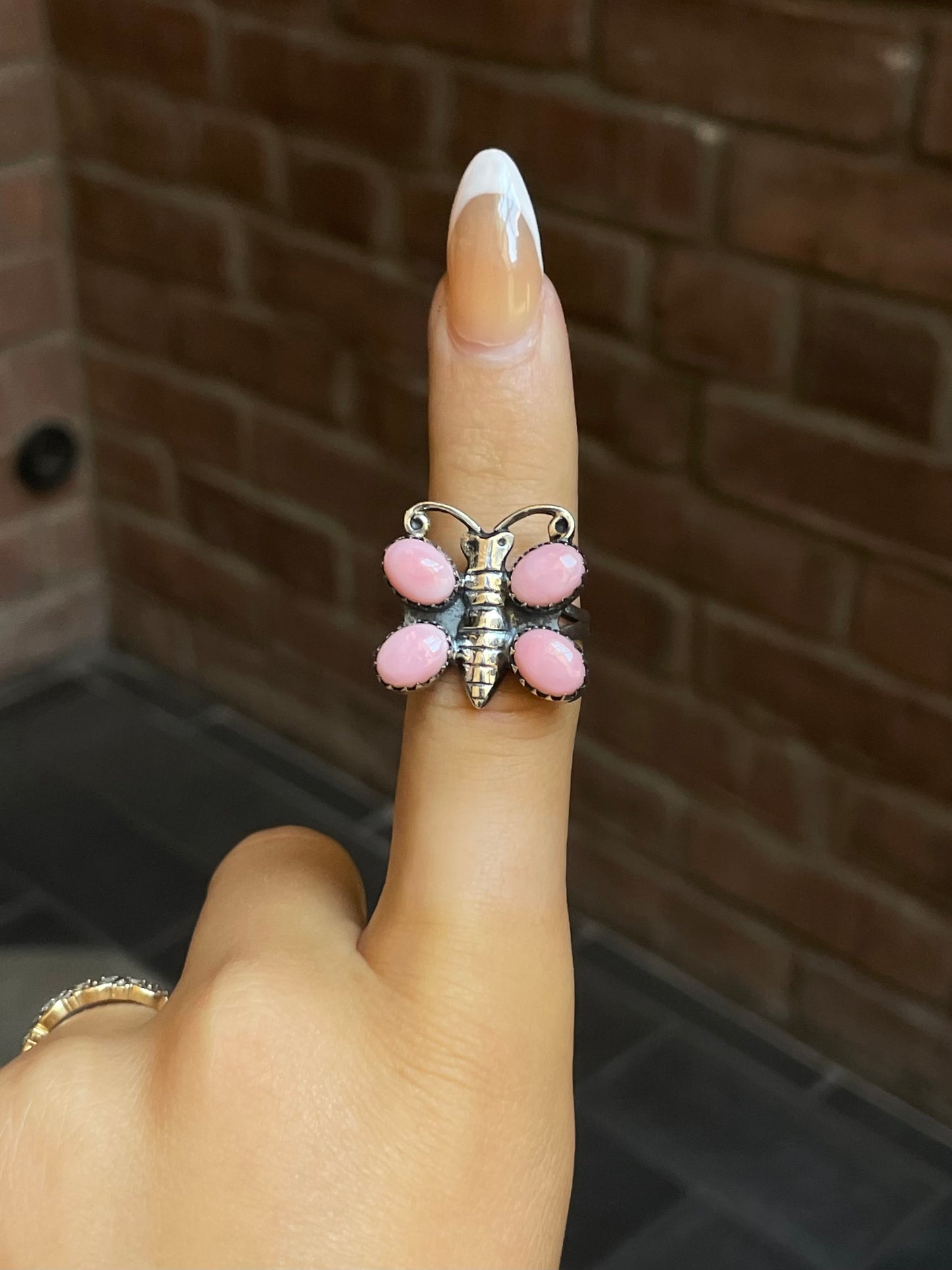 Pink Conch Butterfly Ring Size 8 | Sterling Silver E909
