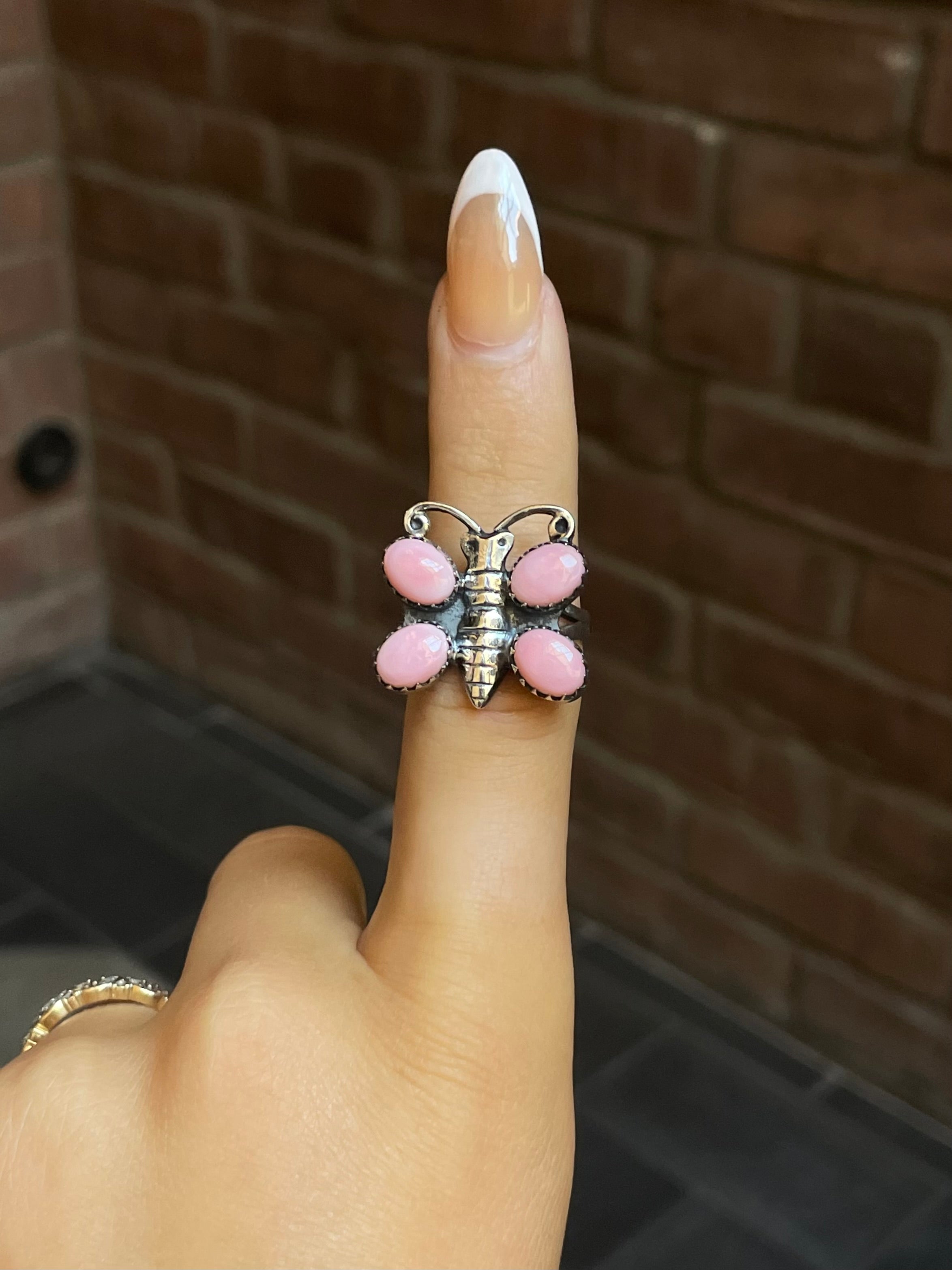 Pink Conch Butterfly Ring Size 8 | Sterling Silver E909