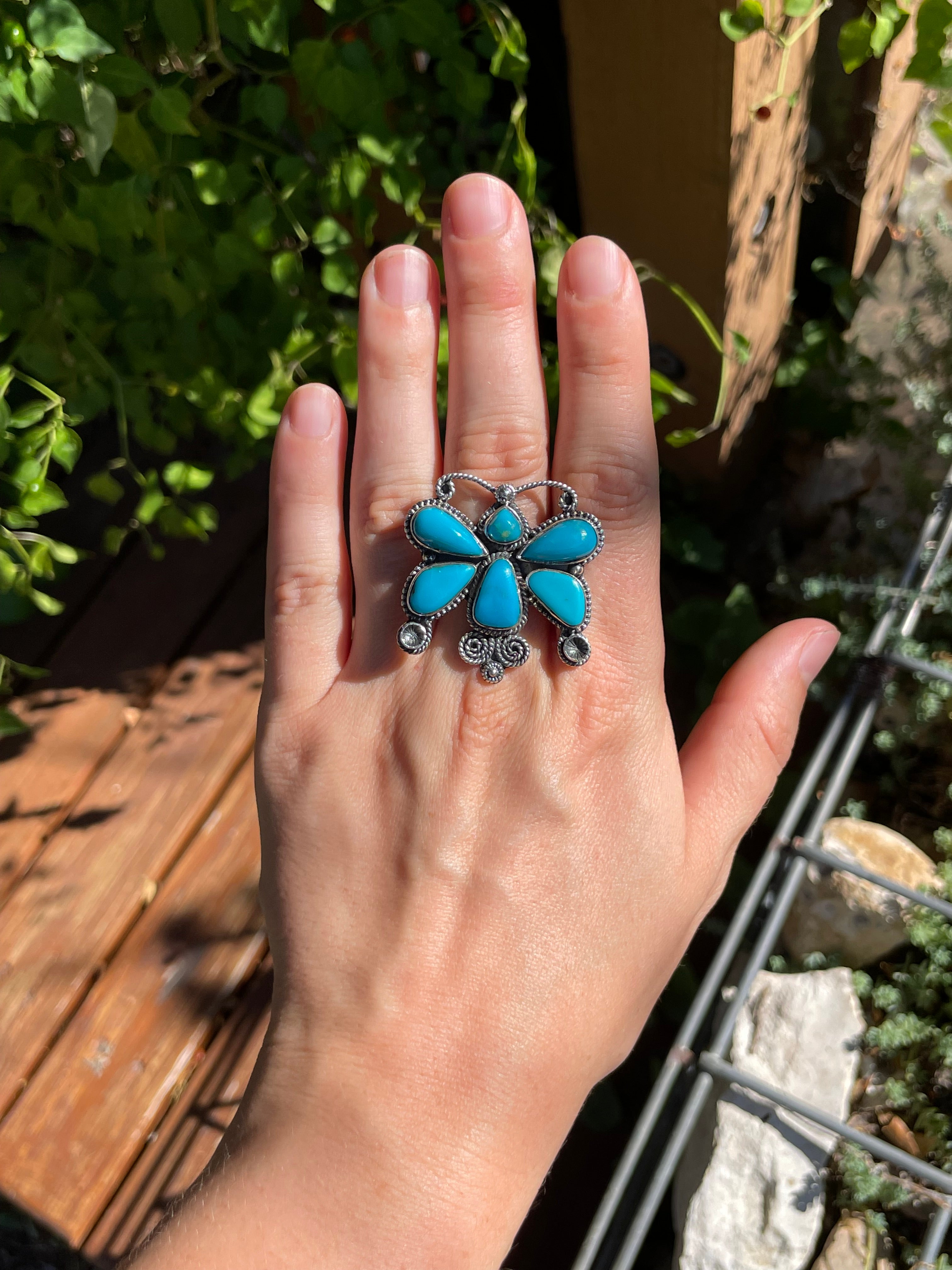 Turquoise Butterfly Ring | 925 Sterling Silver | Size 7 Z2